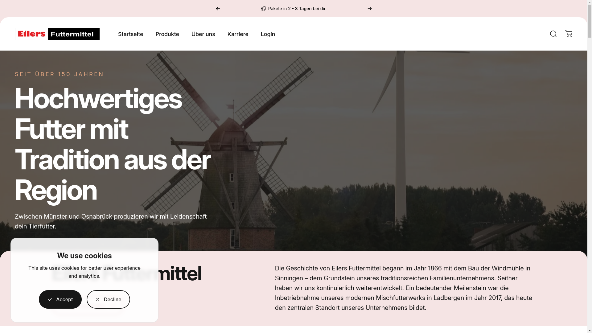website screenshot of https://eilers-pferdefutter.de/
