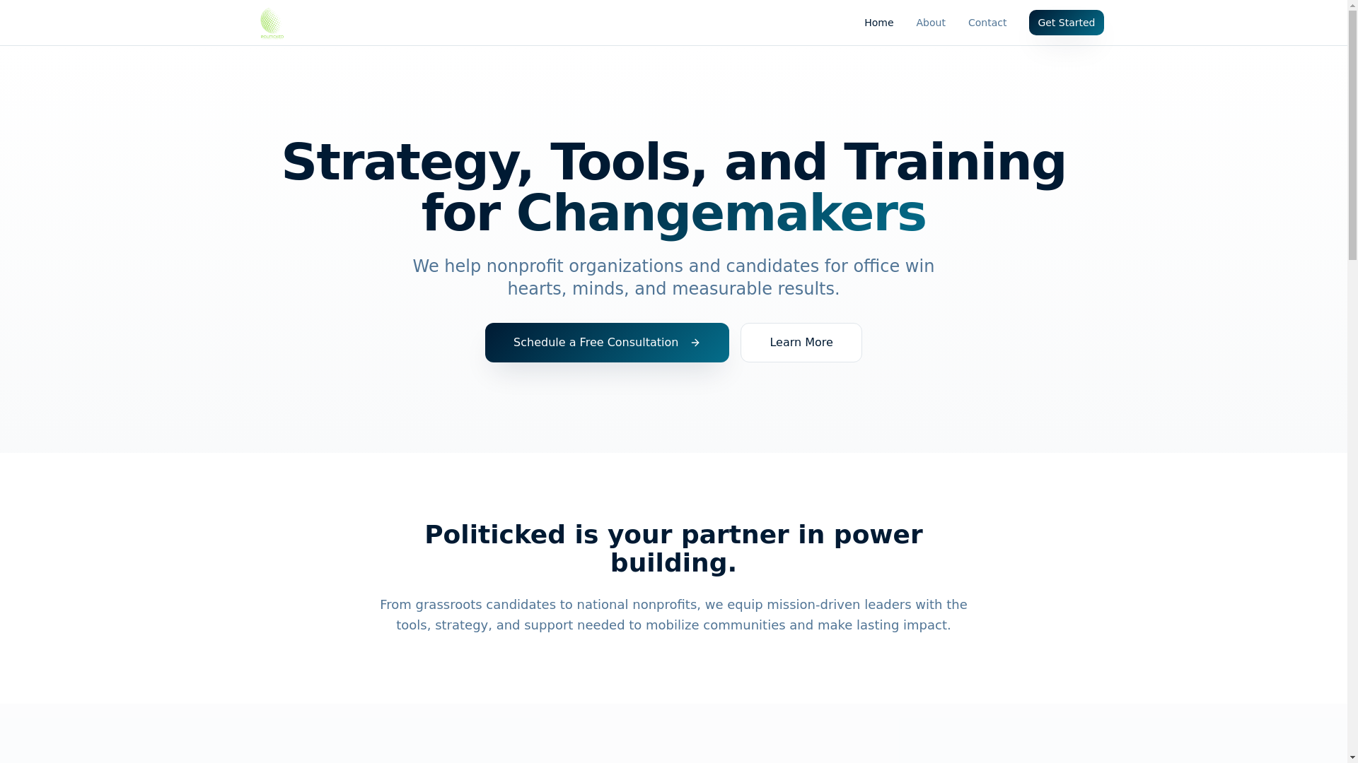 website screenshot of https://politicked.tech/
