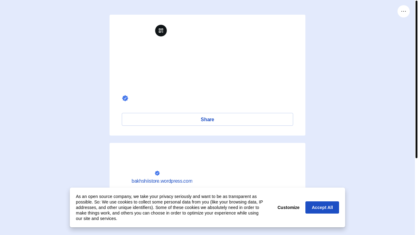 website screenshot of https://bakhshiistore.link/