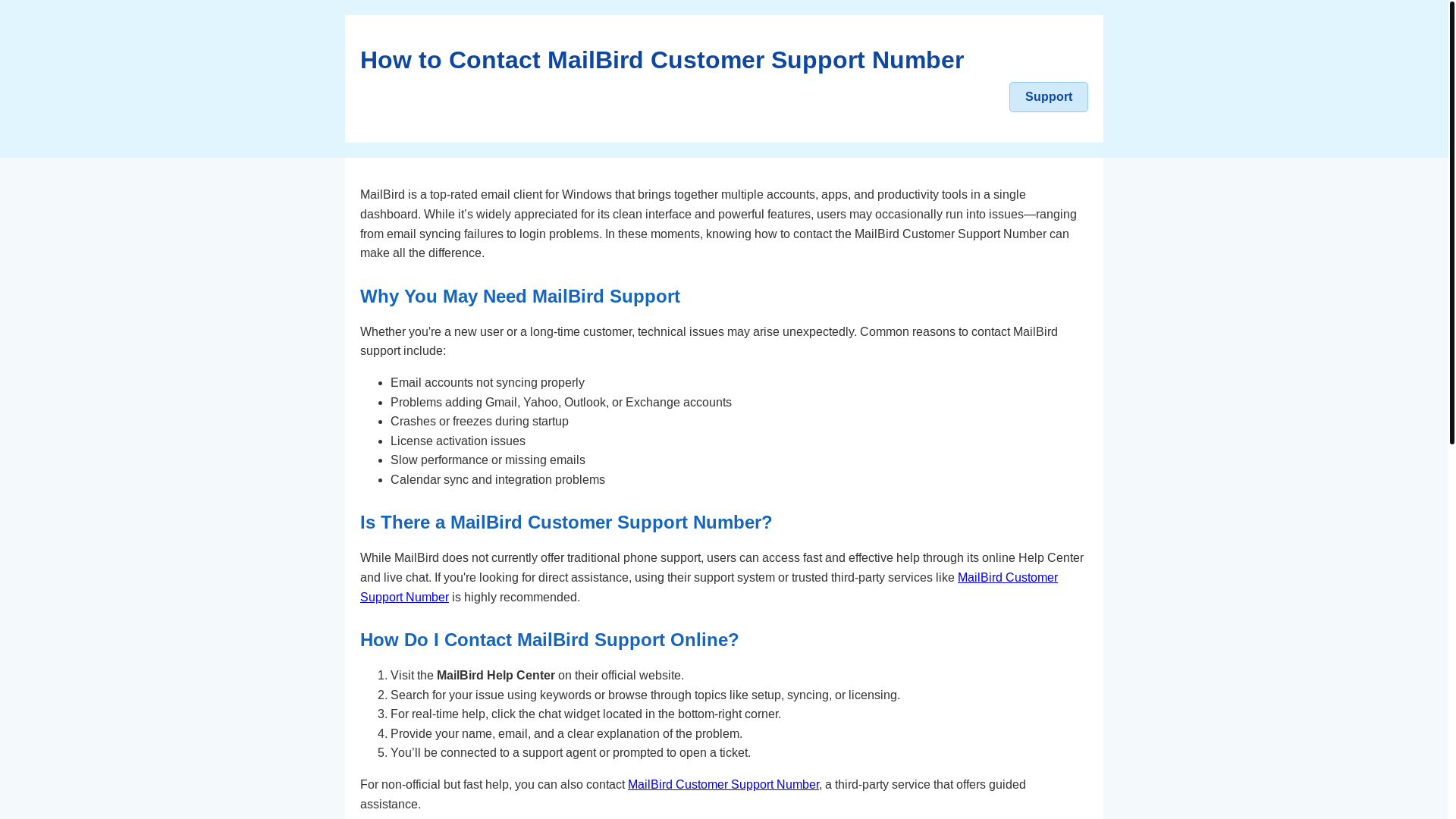 website screenshot of https://mailbird-customer-support-number.pages.dev/
