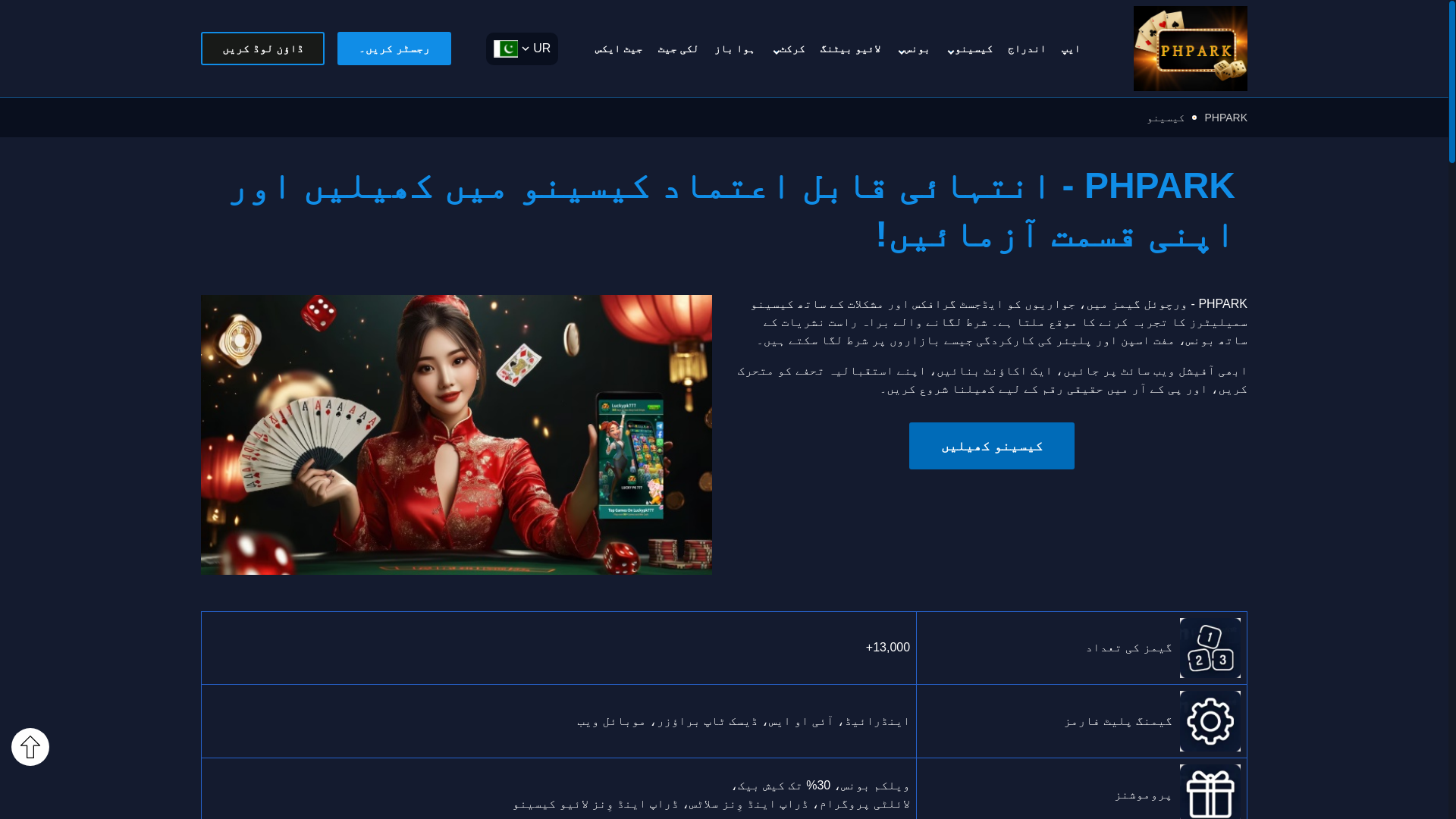 website screenshot of https://phpark-pk.com/
