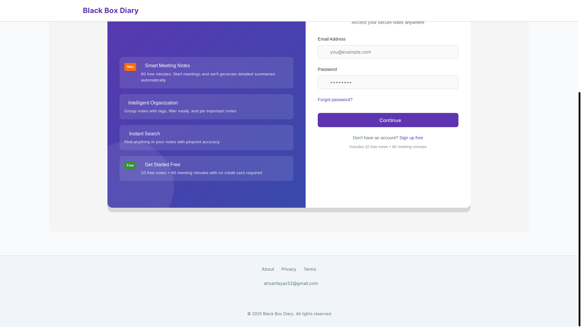 website screenshot of https://blackboxdiary.com/