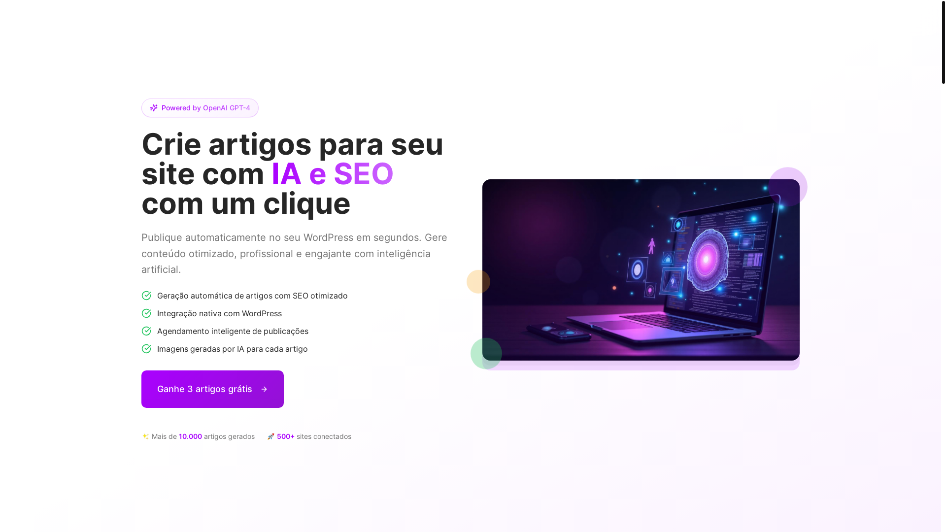 website screenshot of https://criaartigoia.com.br/