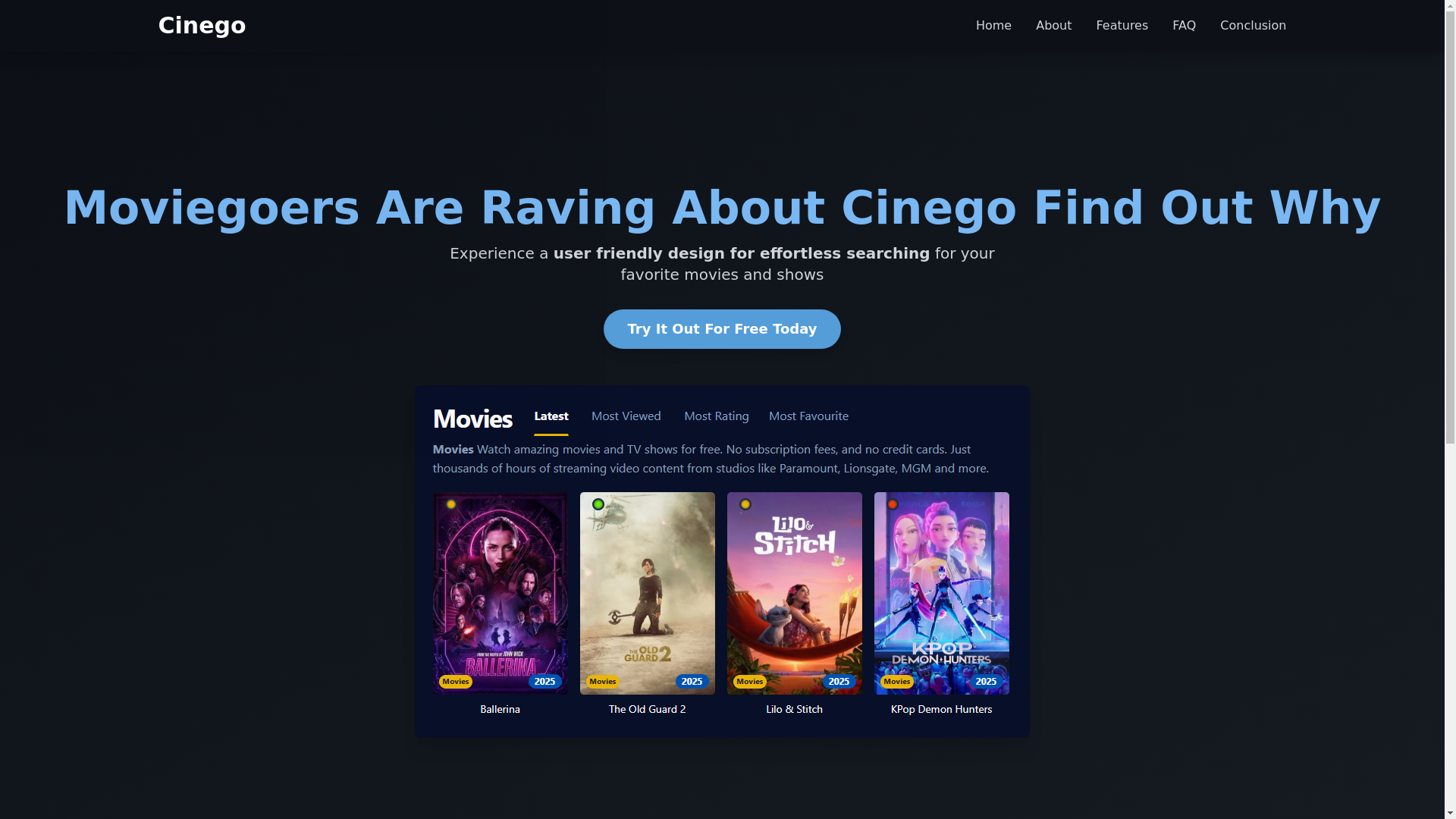 website screenshot of https://cinego-6aek.pages.dev/