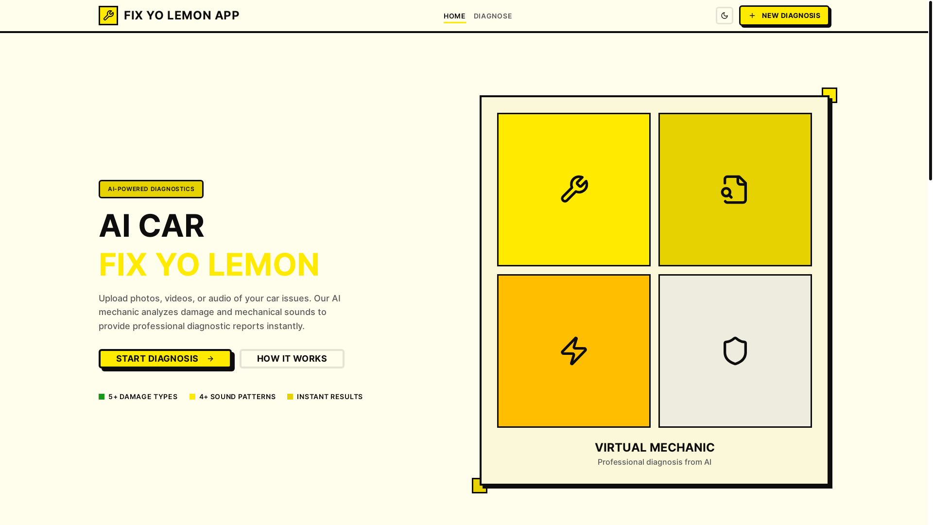 website screenshot of https://fixyolemonapp.com/