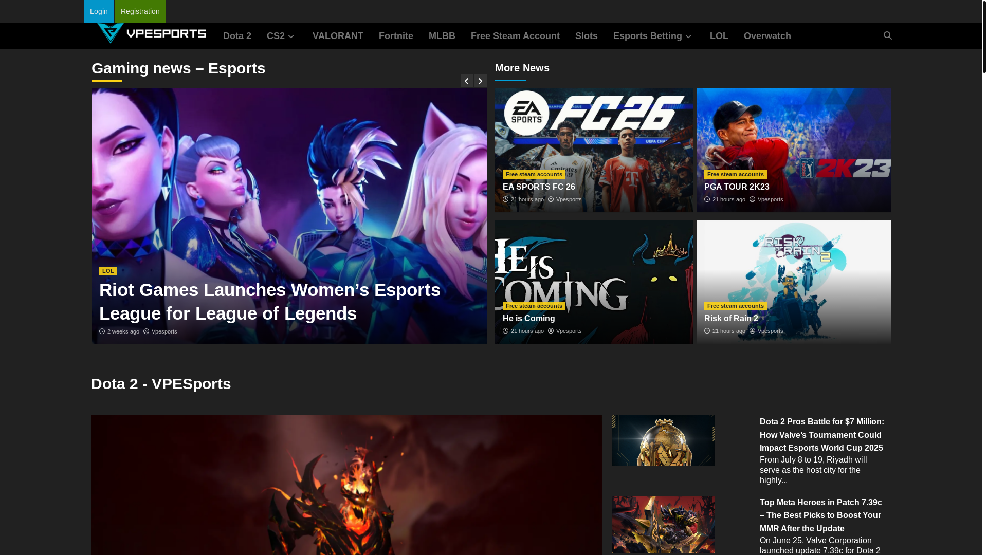 website screenshot of https://vpesports.com/