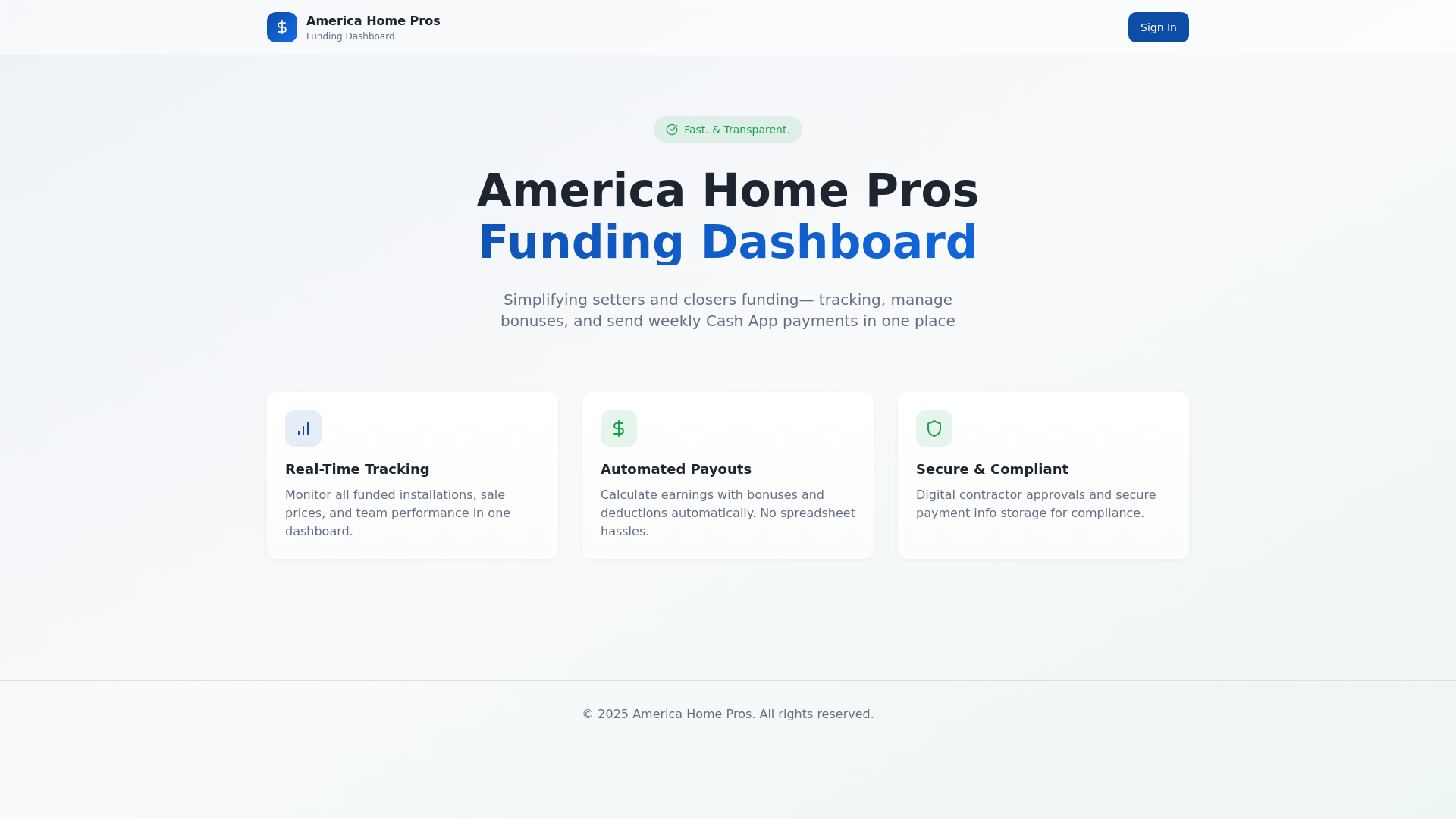 website screenshot of https://homeprosdashboard.com/