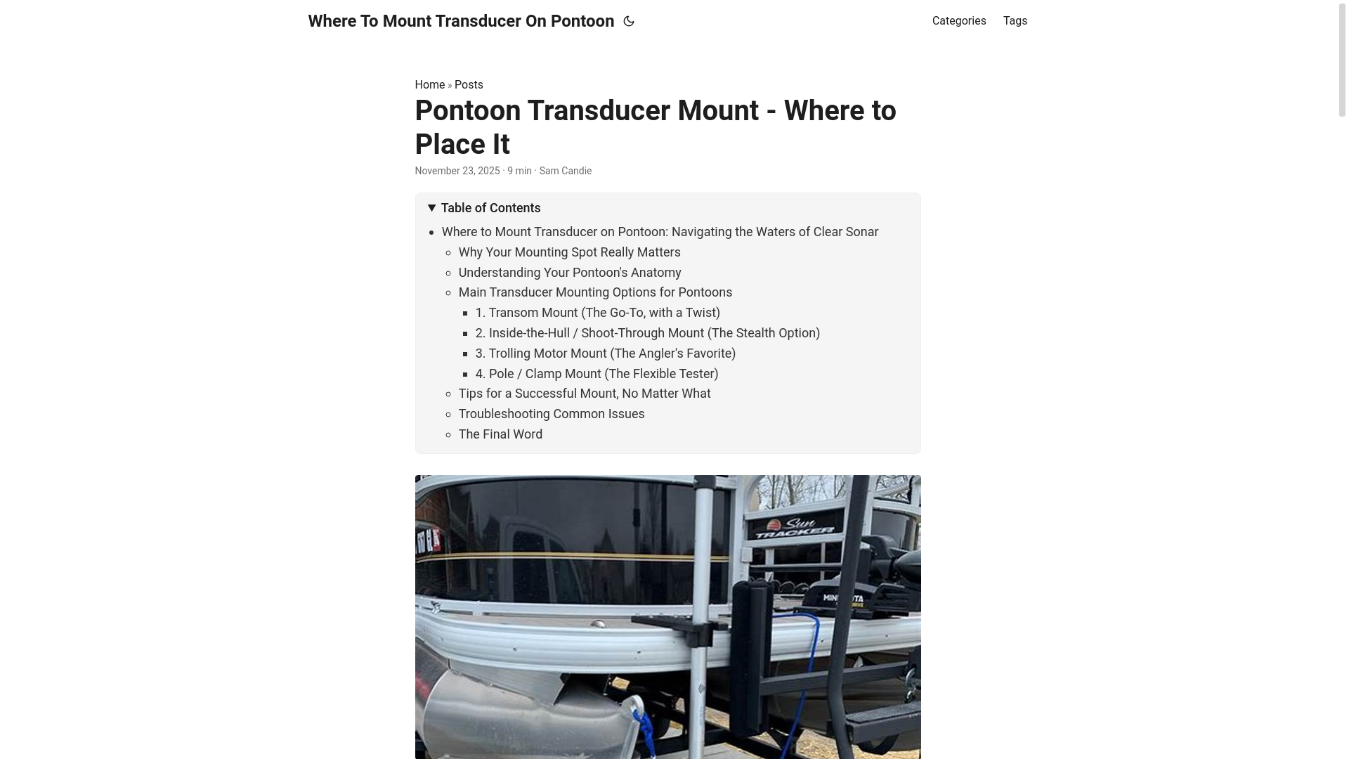 website screenshot of https://wheretomounttransduceronpontoon.pages.dev/