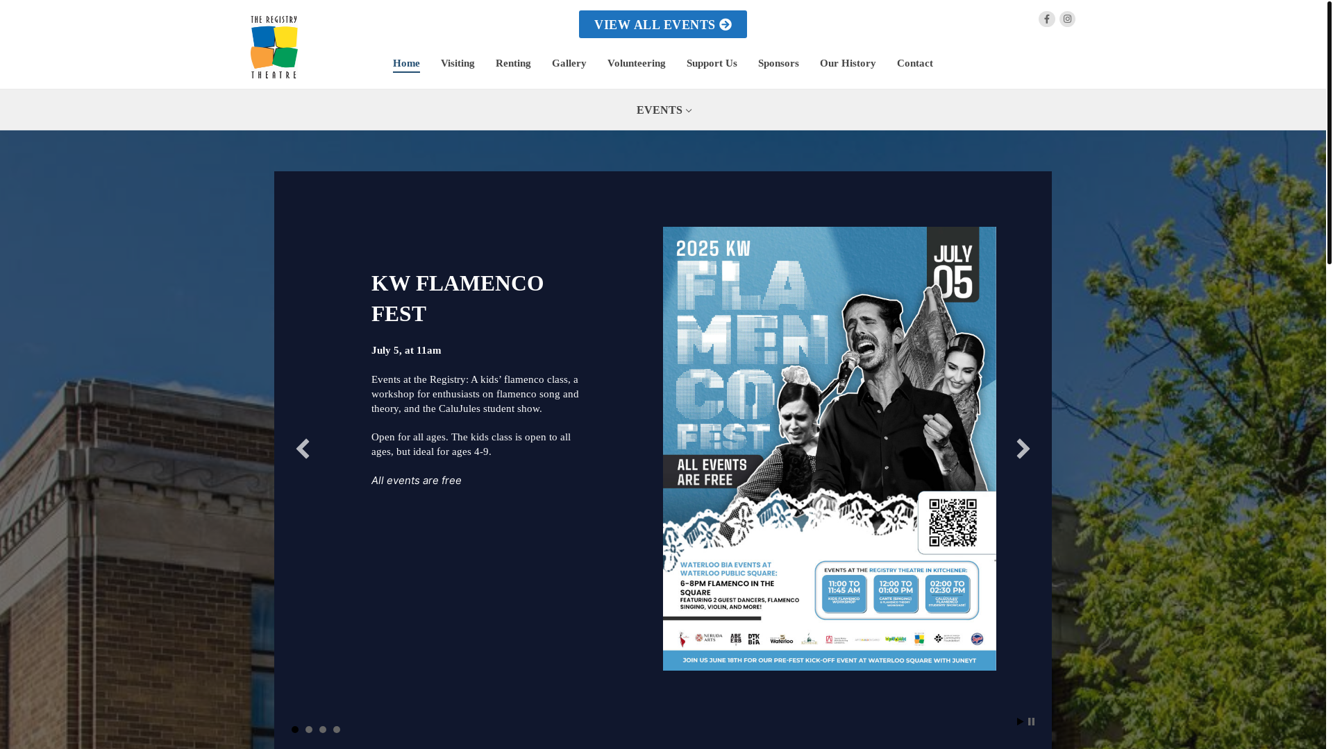website screenshot of https://registrytheatre.ca/