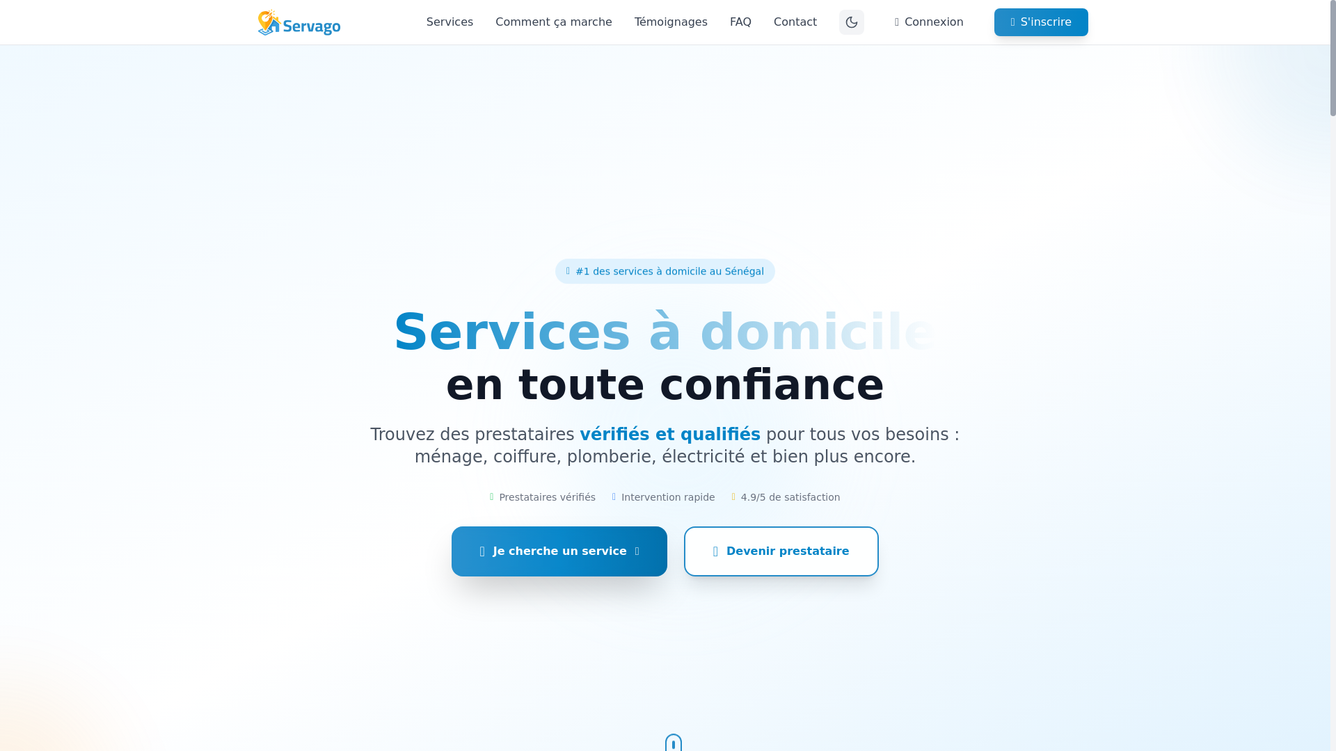 website screenshot of https://servago.sn/