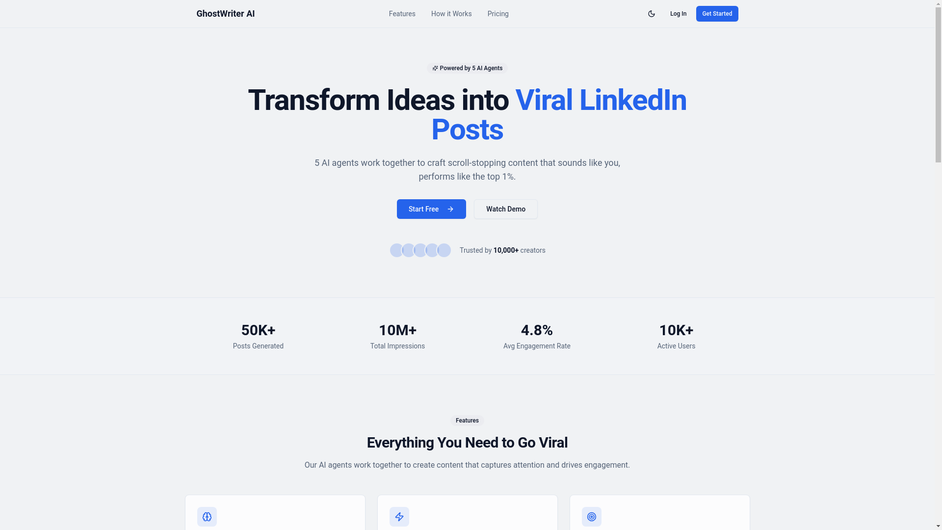 website screenshot of https://ghostwriterai.site/