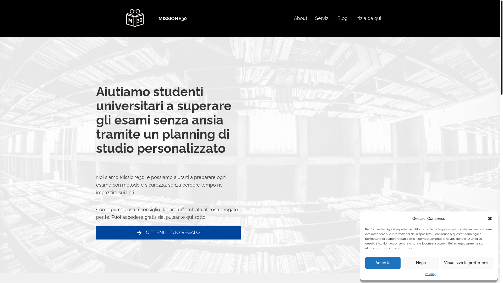 website screenshot of https://missione30.com/