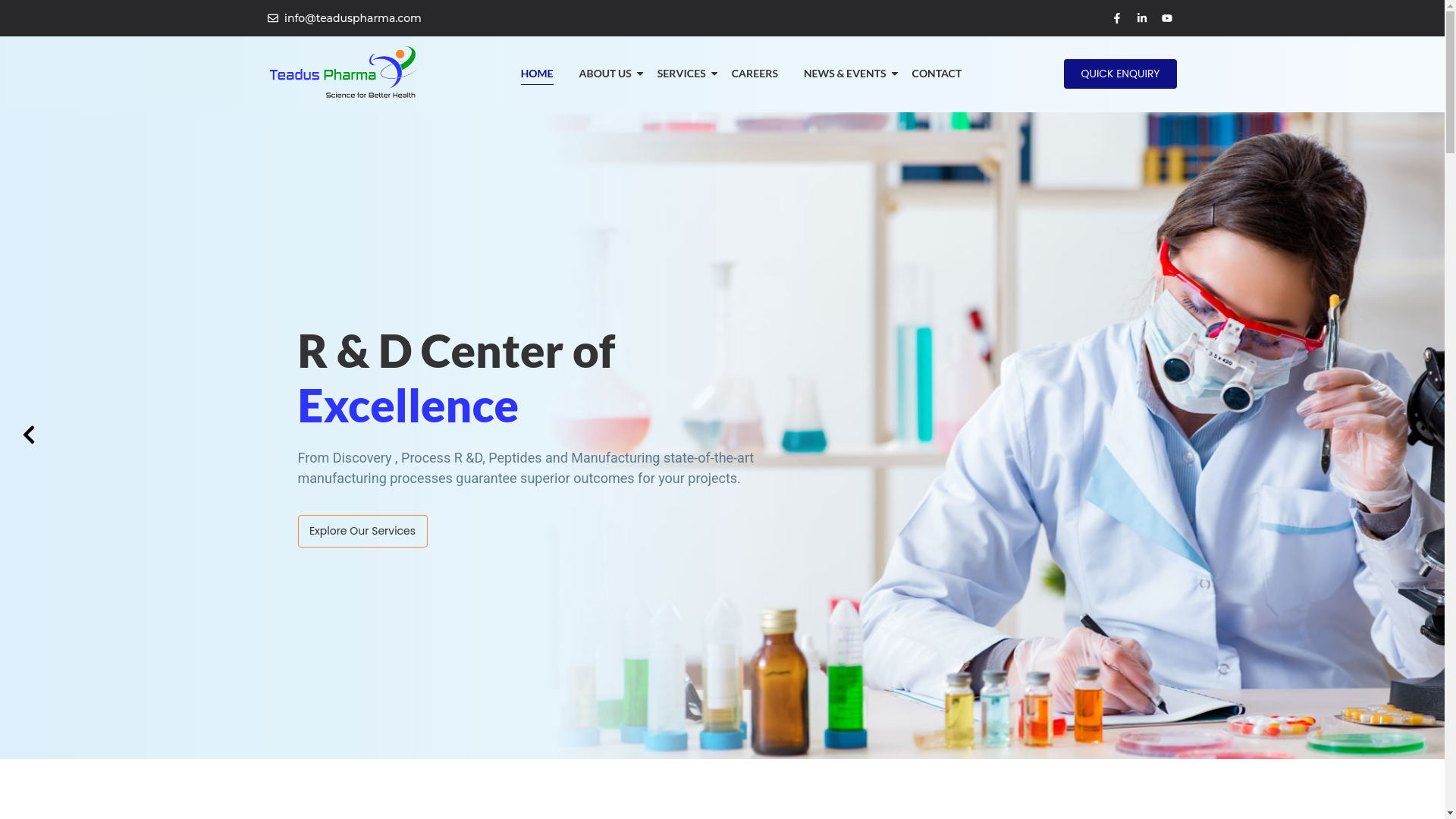 website screenshot of https://teaduspharma.com/