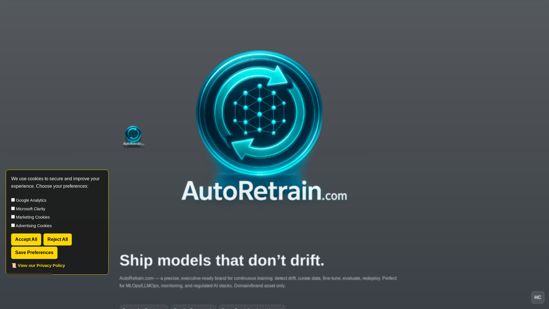 website screenshot of https://autoretrain.com/
