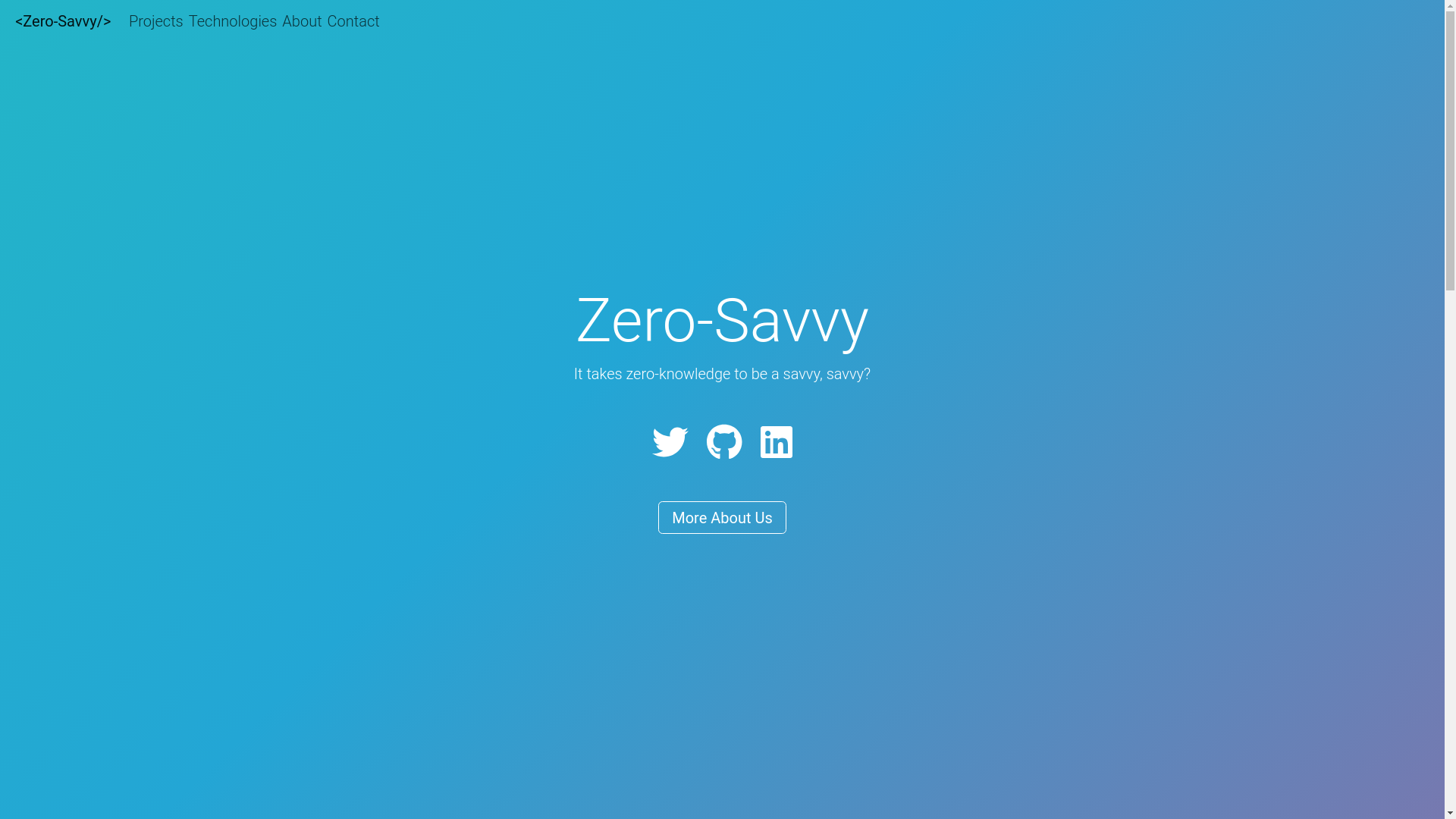 website screenshot of https://zerosavvy.xyz/
