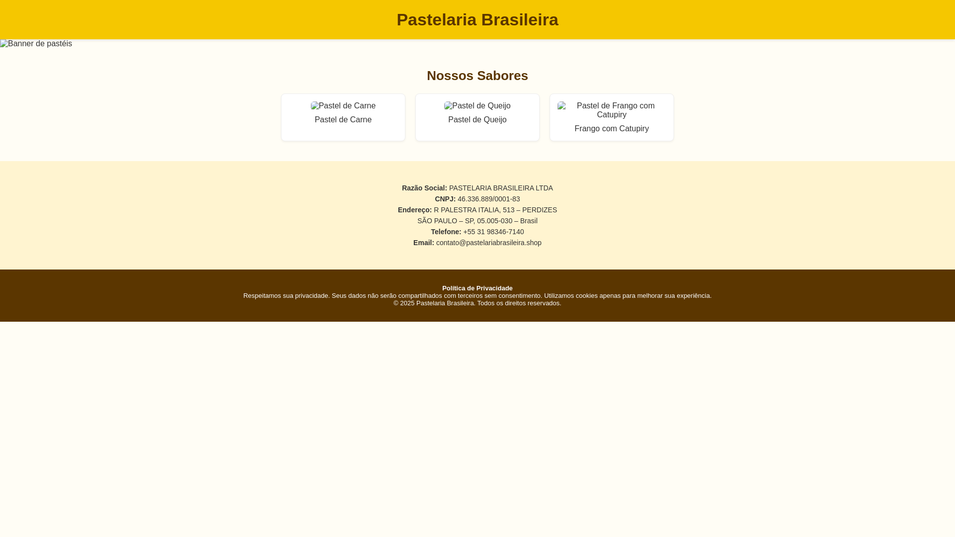 website screenshot of https://pastelariabrasileira.shop/