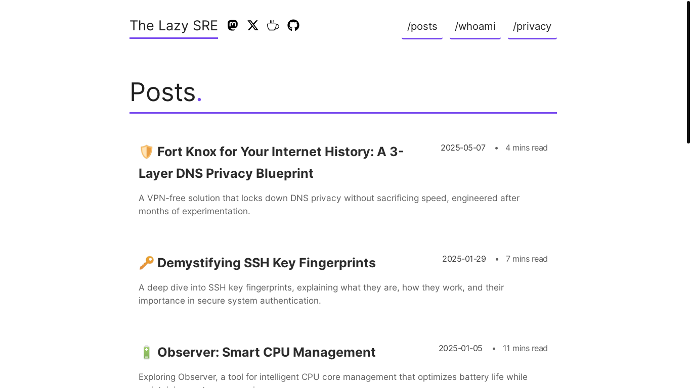 website screenshot of https://thelazysre.com/