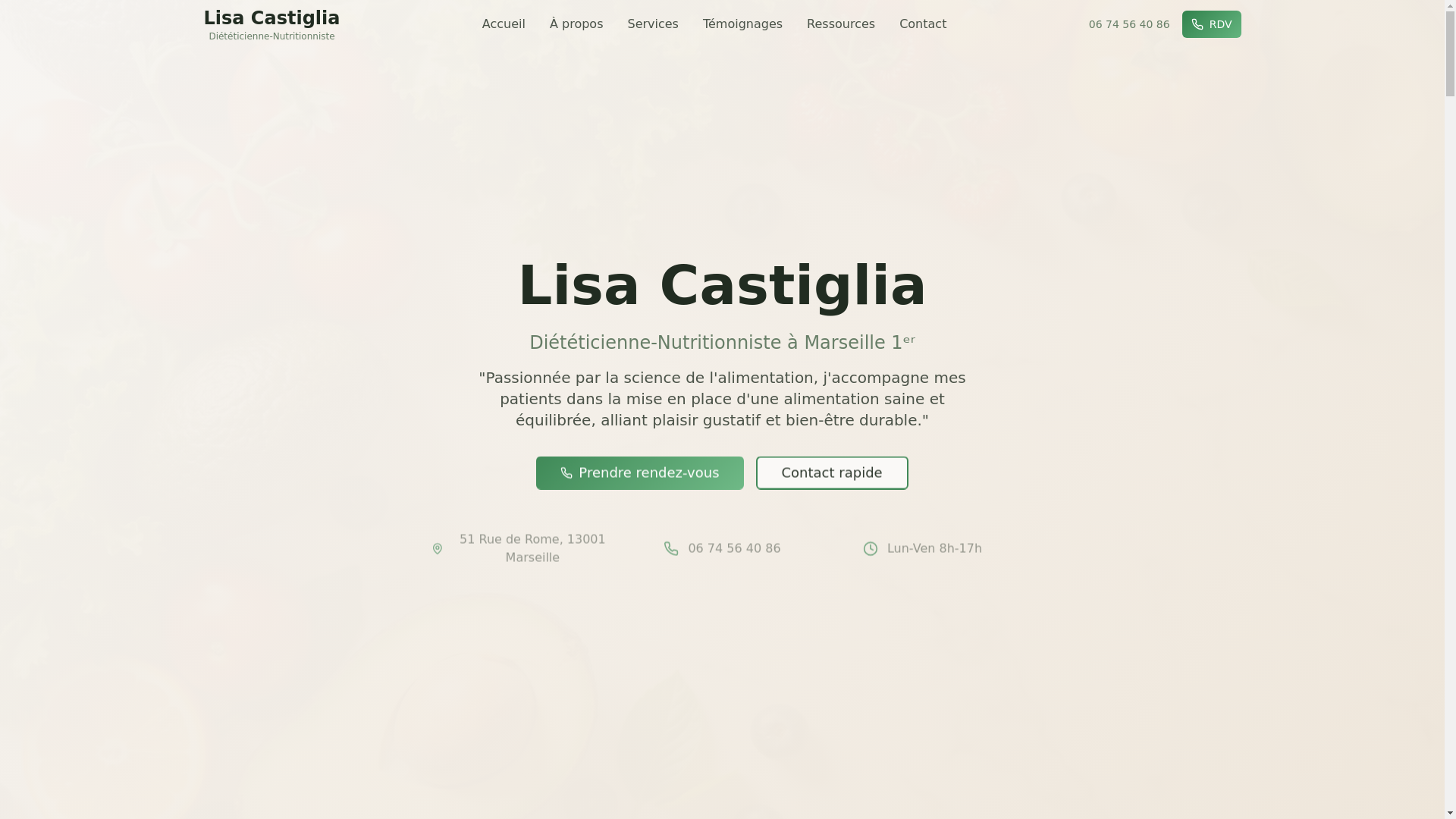 website screenshot of https://lisacastiglia.pro/