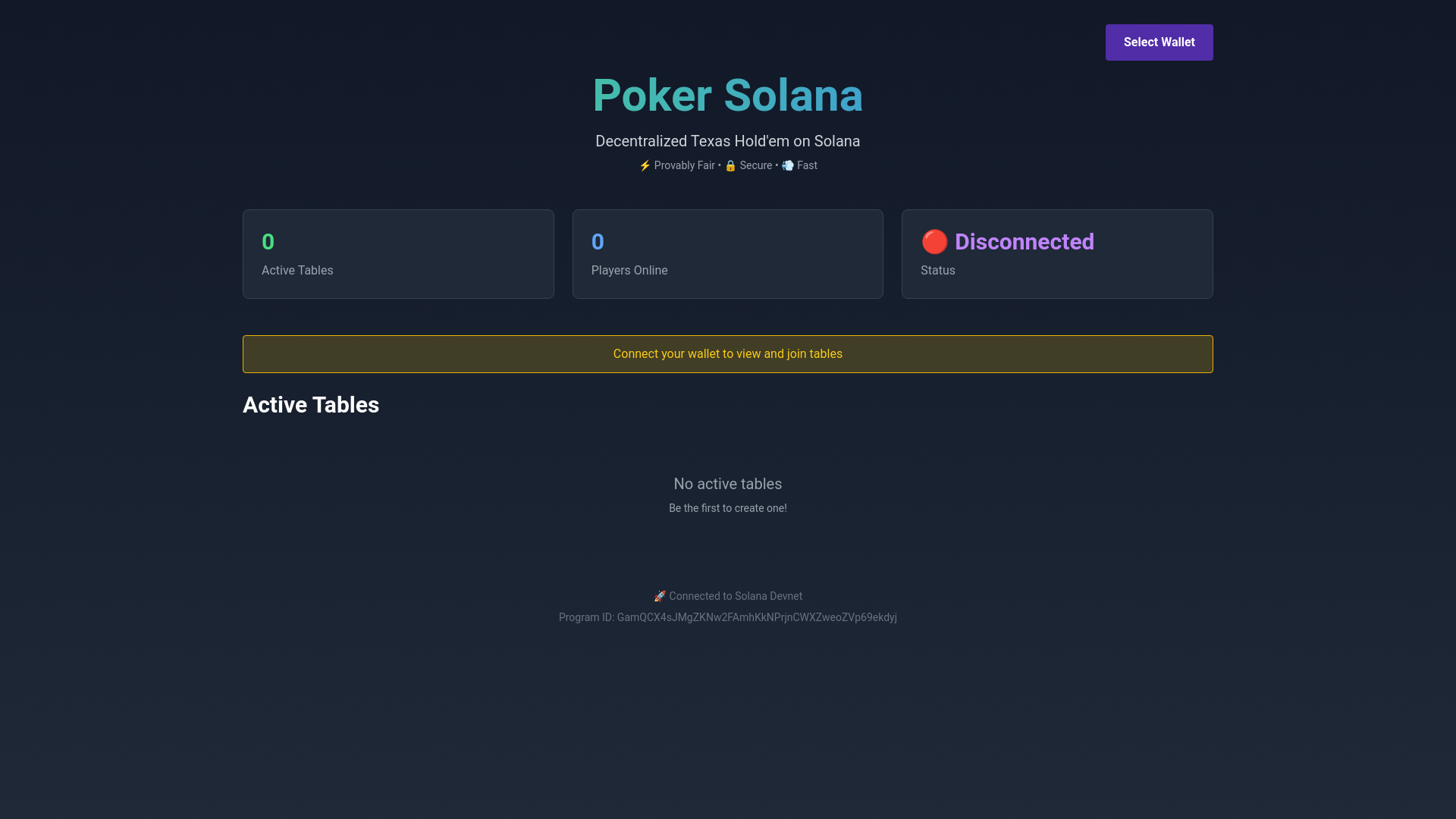 website screenshot of https://poker-solana.pages.dev/