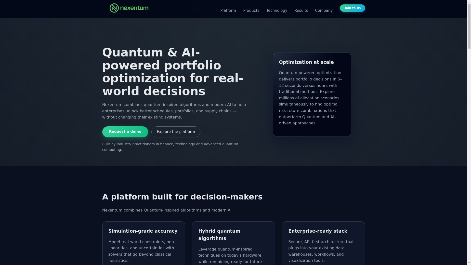 website screenshot of https://nexentum.com/