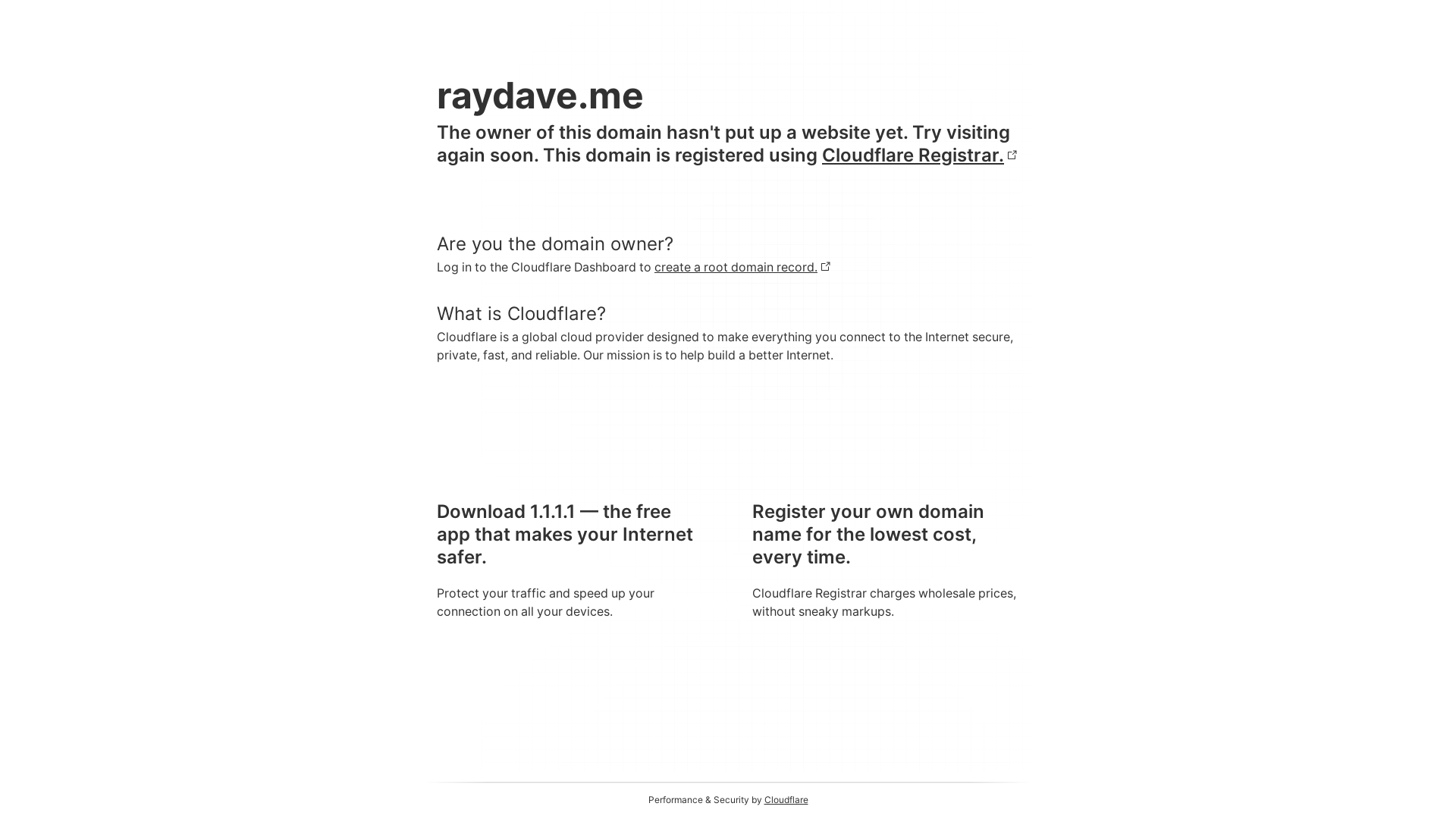 website screenshot of https://raydave.me/