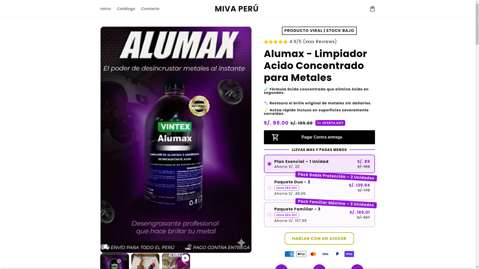 website screenshot of https://mivaperu.com/