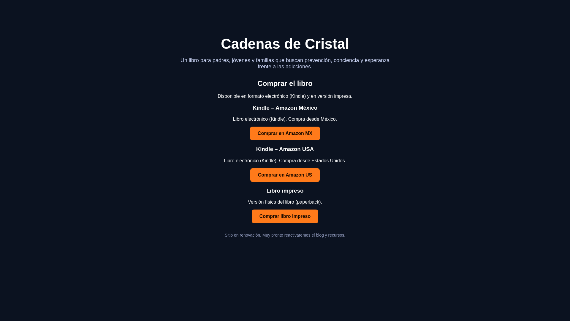 website screenshot of https://cadenasdecristal.pages.dev/