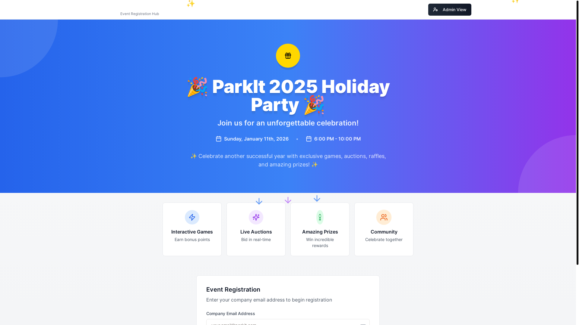 website screenshot of https://parkitparty.app/