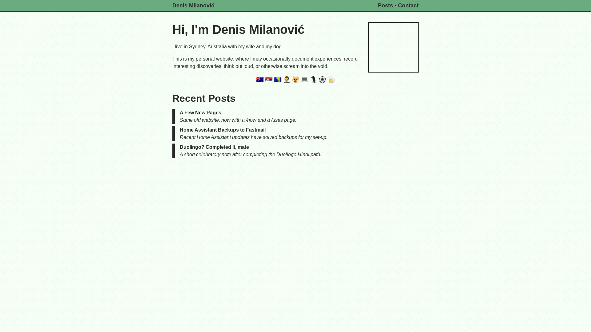 website screenshot of https://denis-milanovic.pages.dev/