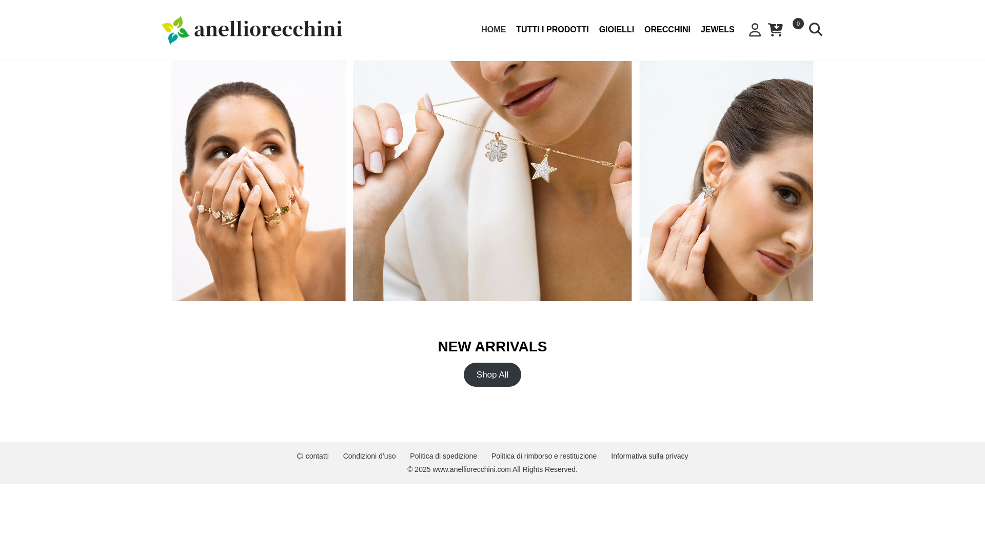 website screenshot of https://www.anelliorecchini.com/