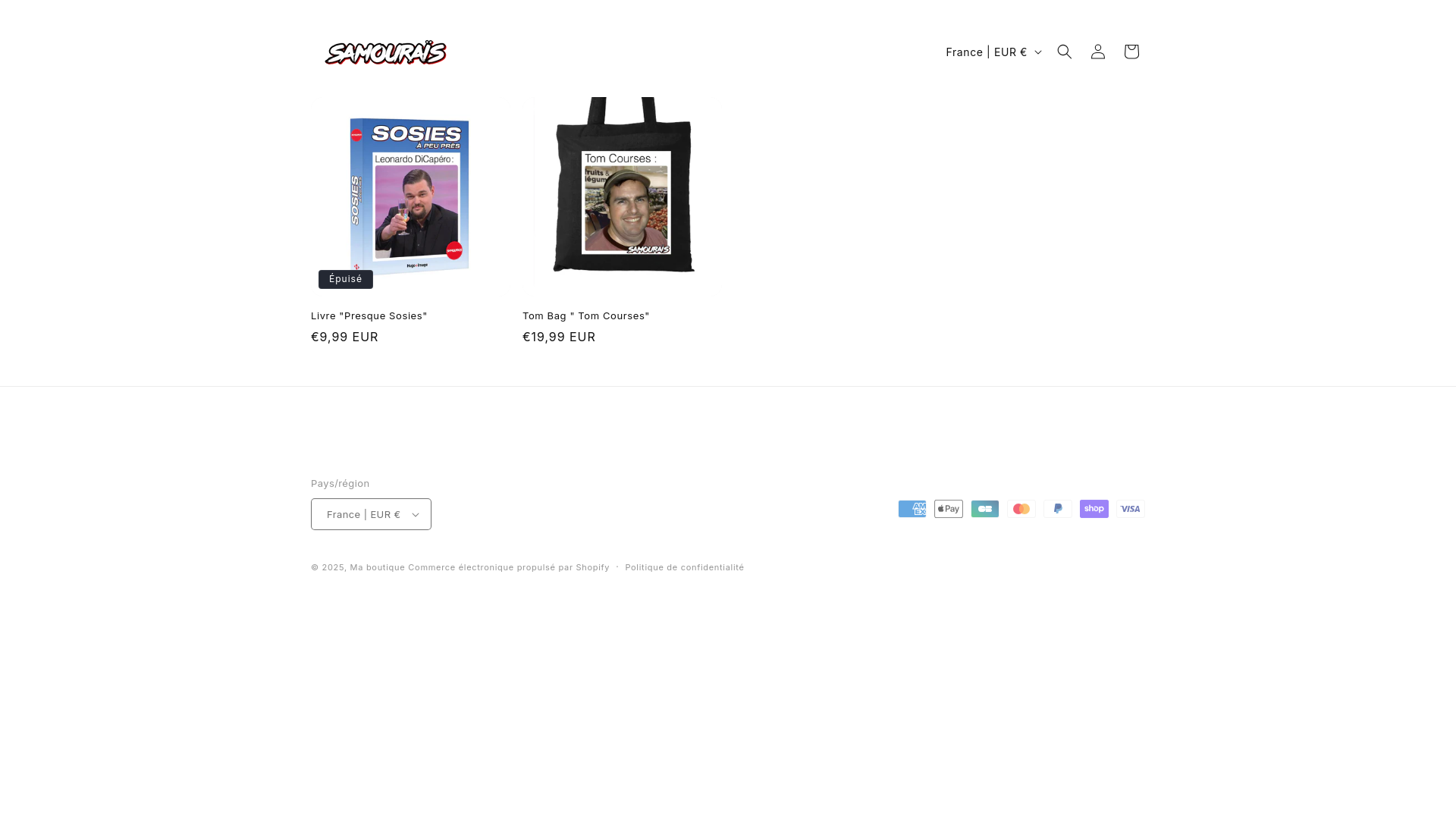 website screenshot of https://samourais-shop.fr/