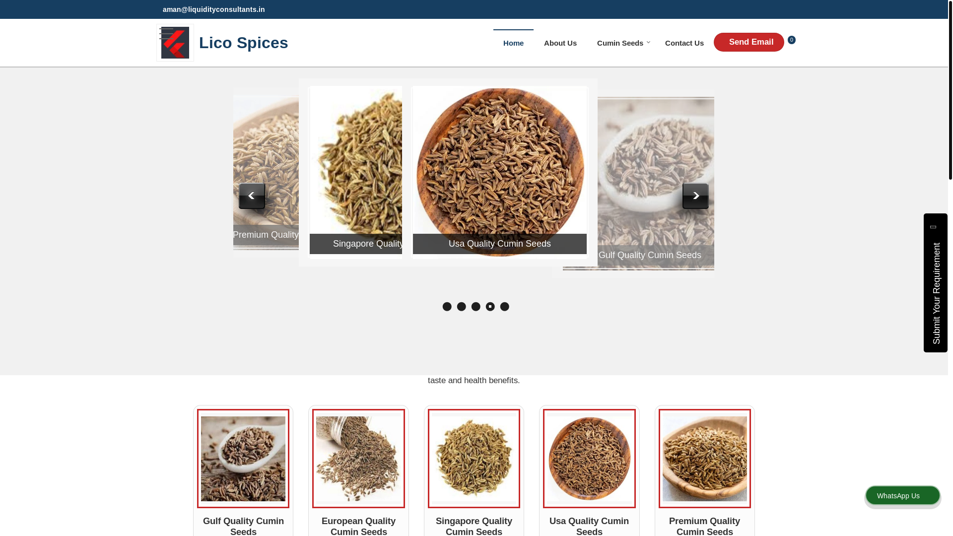 website screenshot of https://licospices.in/