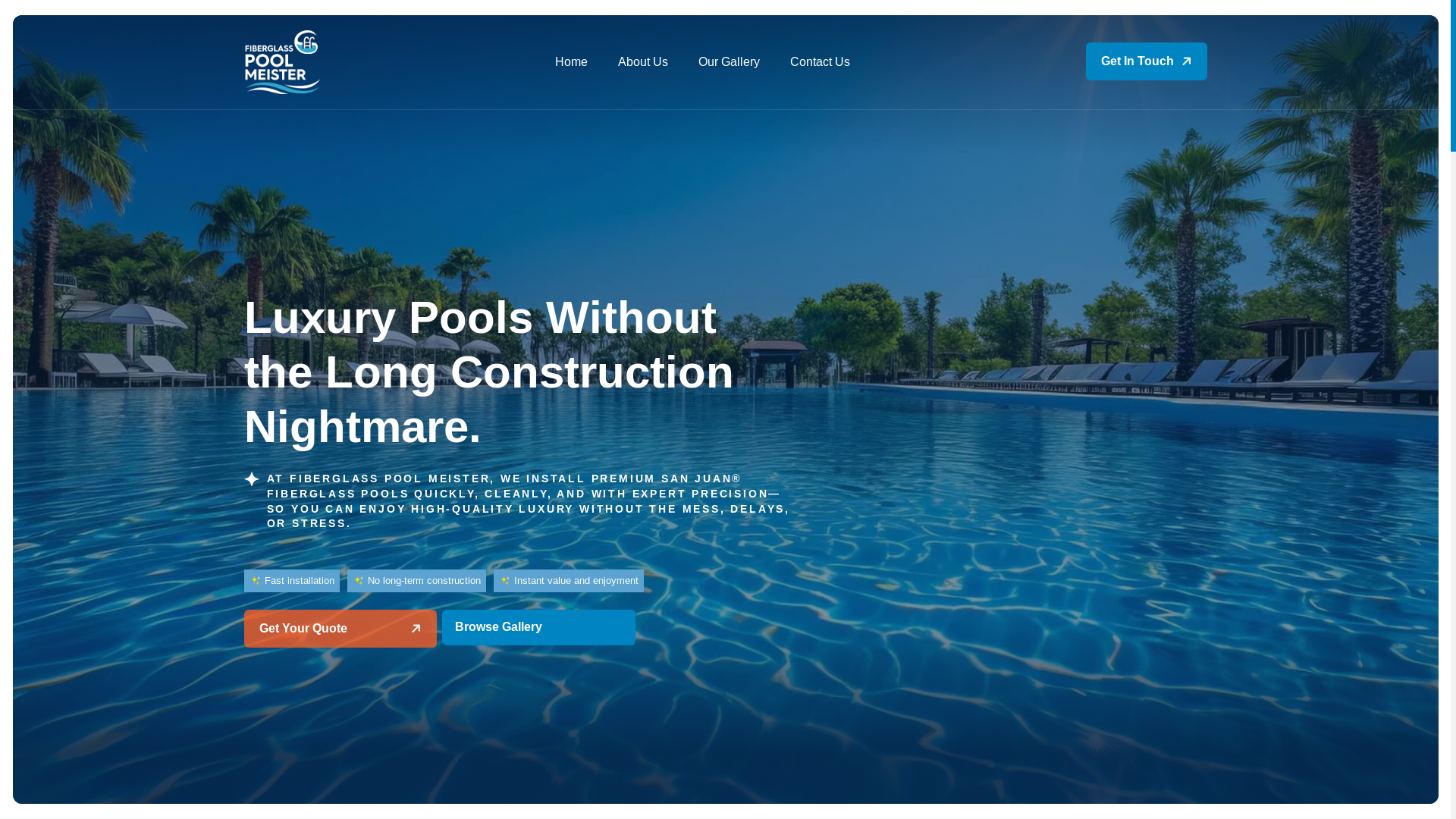 website screenshot of https://fiberglasspoolmeister.com/
