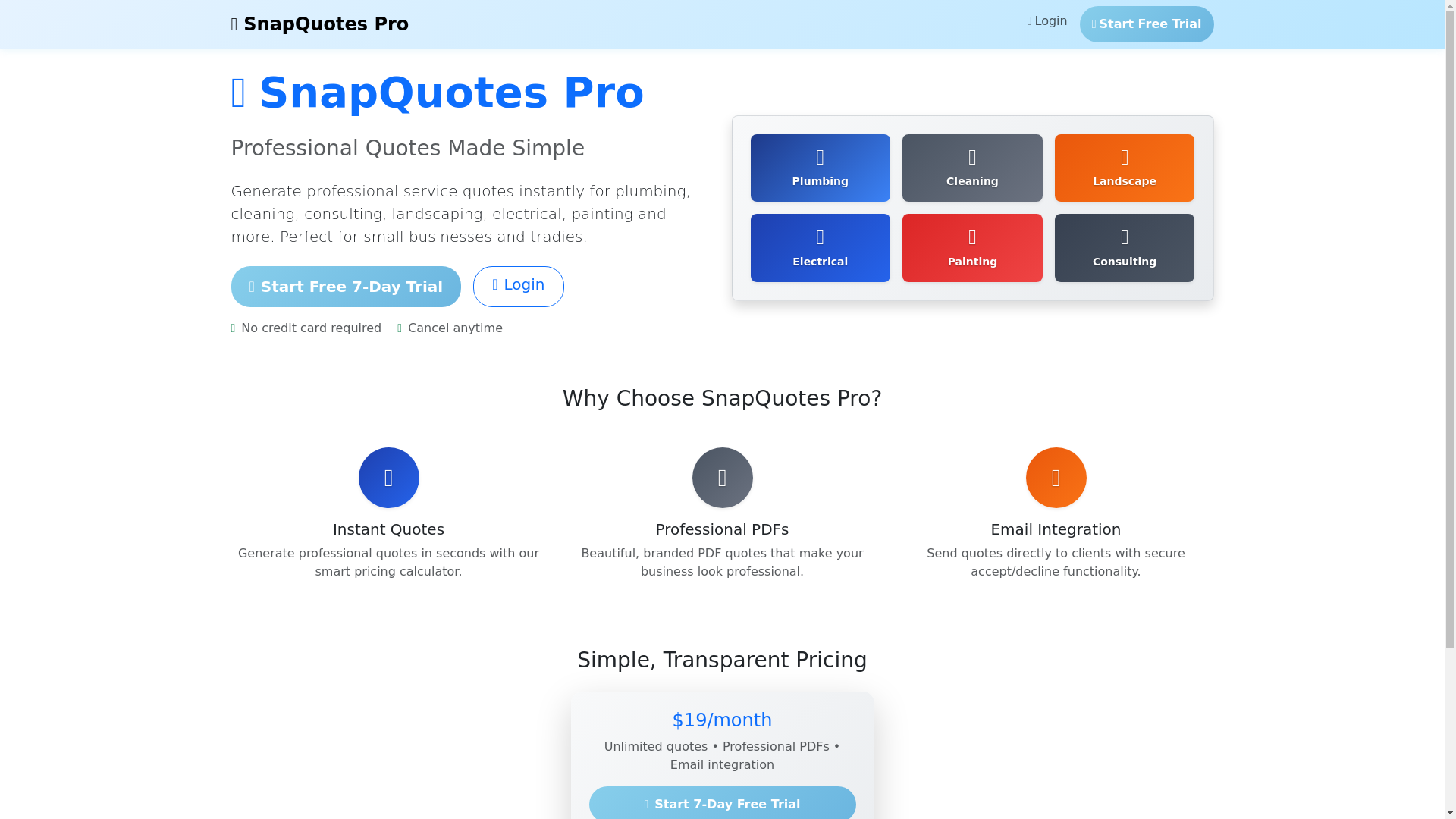 website screenshot of https://snapquotes.pro/