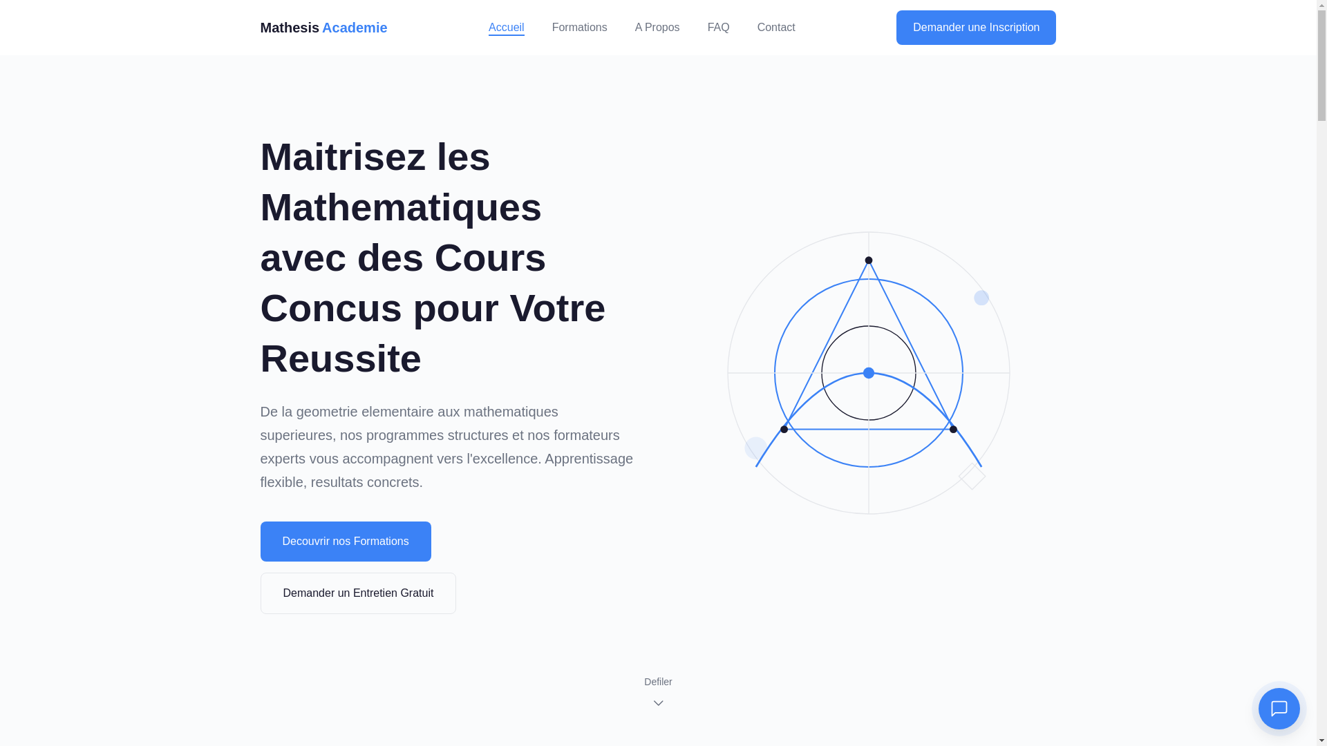 website screenshot of https://mathesis-academie.com/