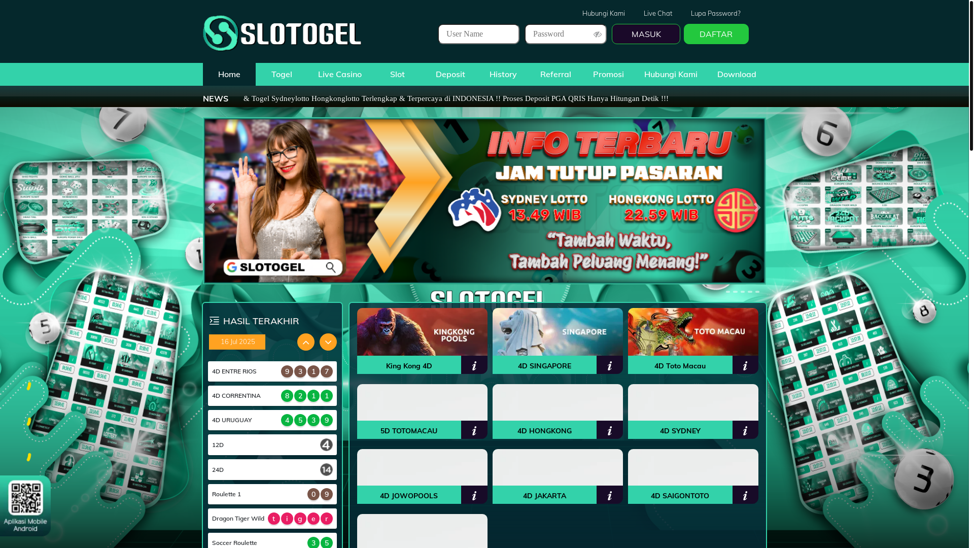 website screenshot of https://slotogelmasuk.com/