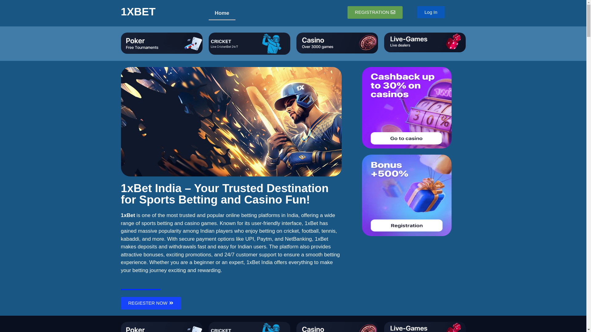 website screenshot of https://1xbets.co.in/