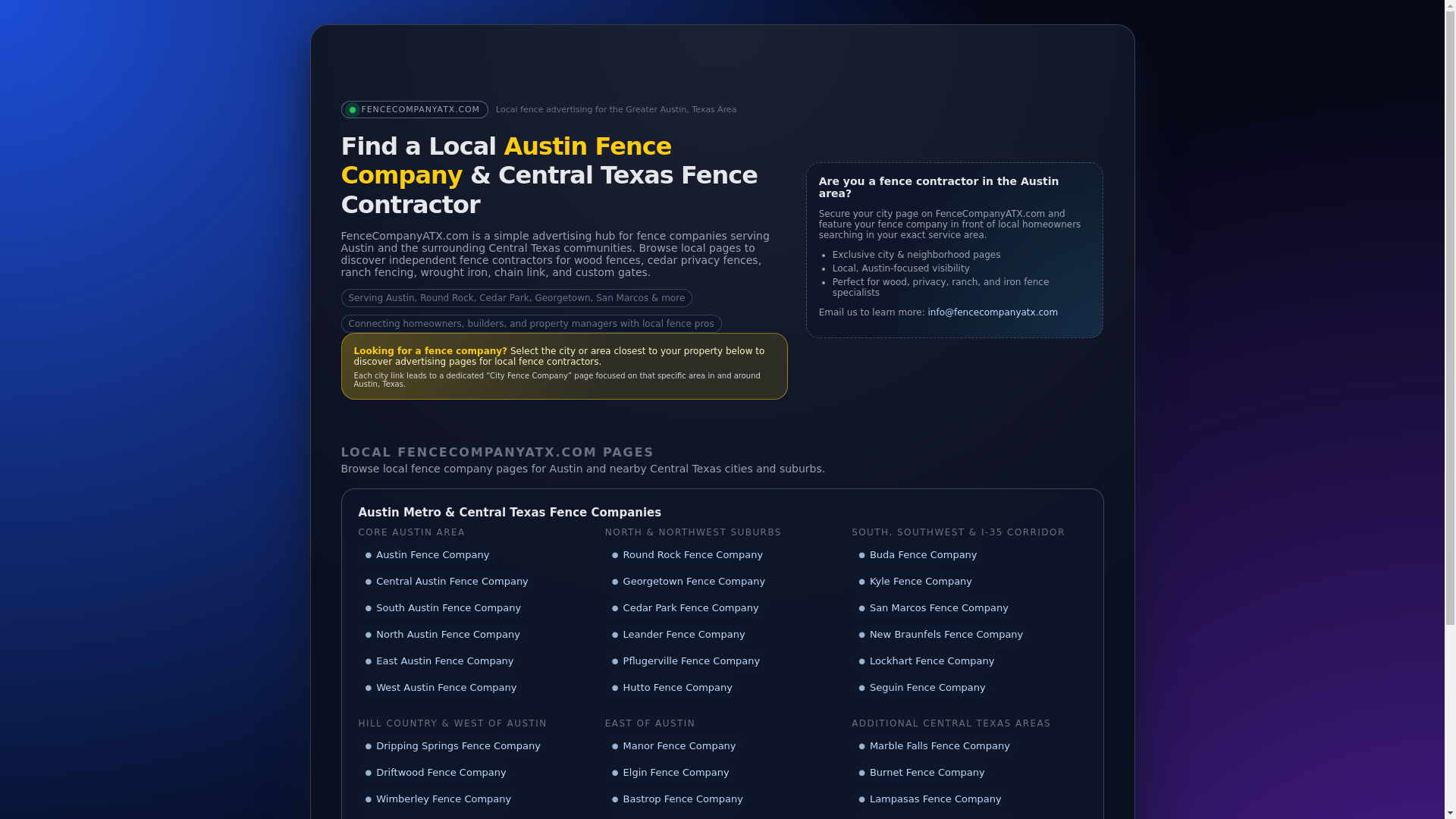 website screenshot of https://fencecompanyatx-u03po.kinsta.page