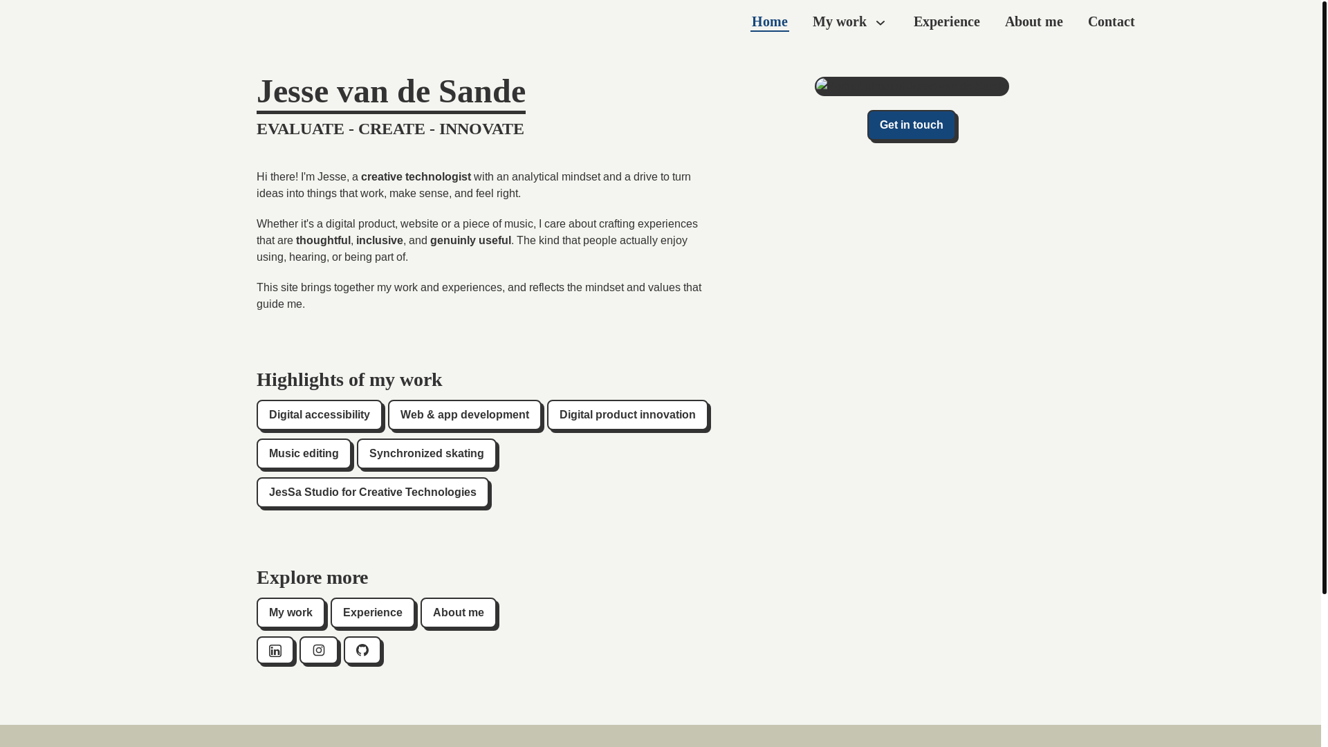 website screenshot of https://jesse-sande.com/