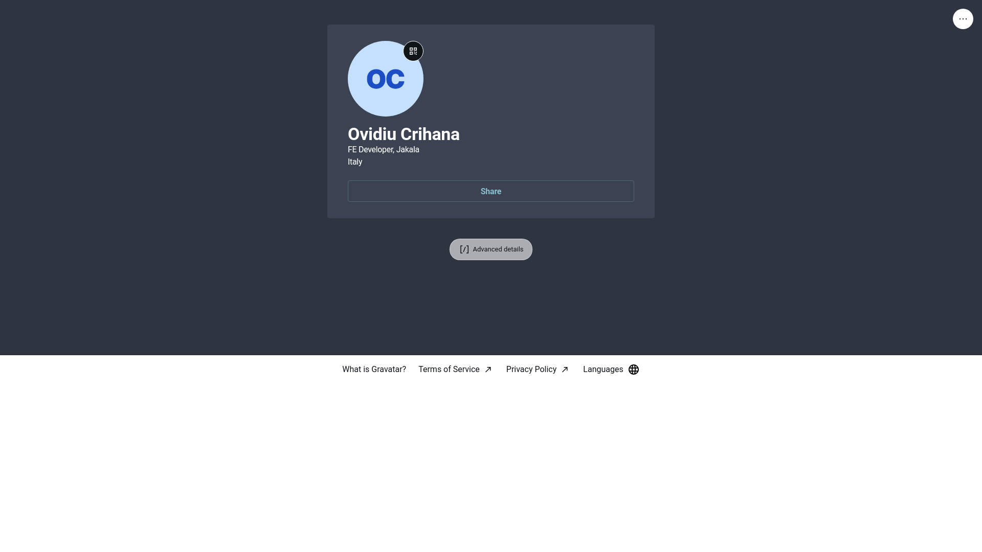 website screenshot of https://ovidiucrihana.link/