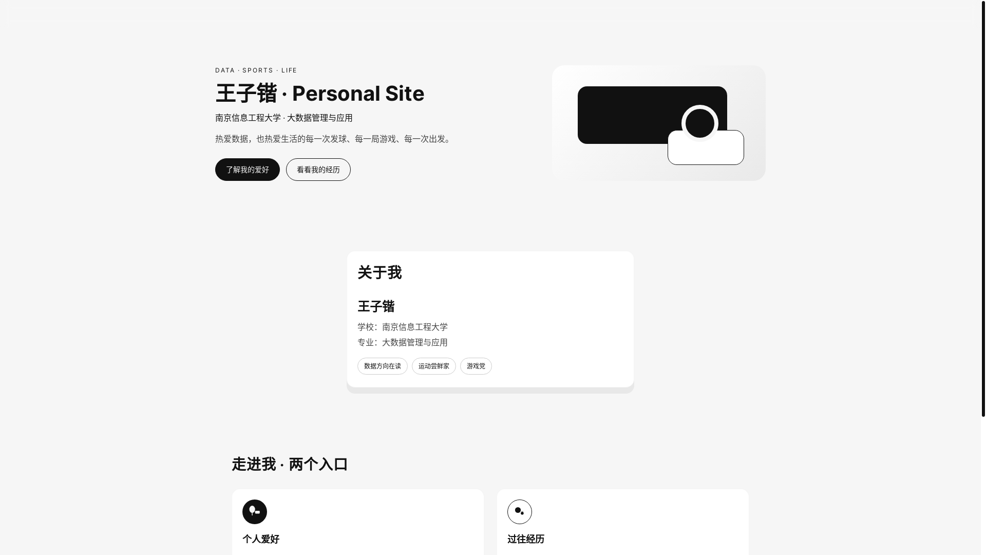website screenshot of https://wangzikai.pages.dev/