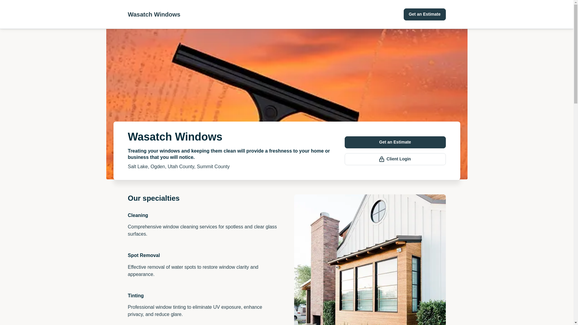website screenshot of https://wasatchwindows.pro/