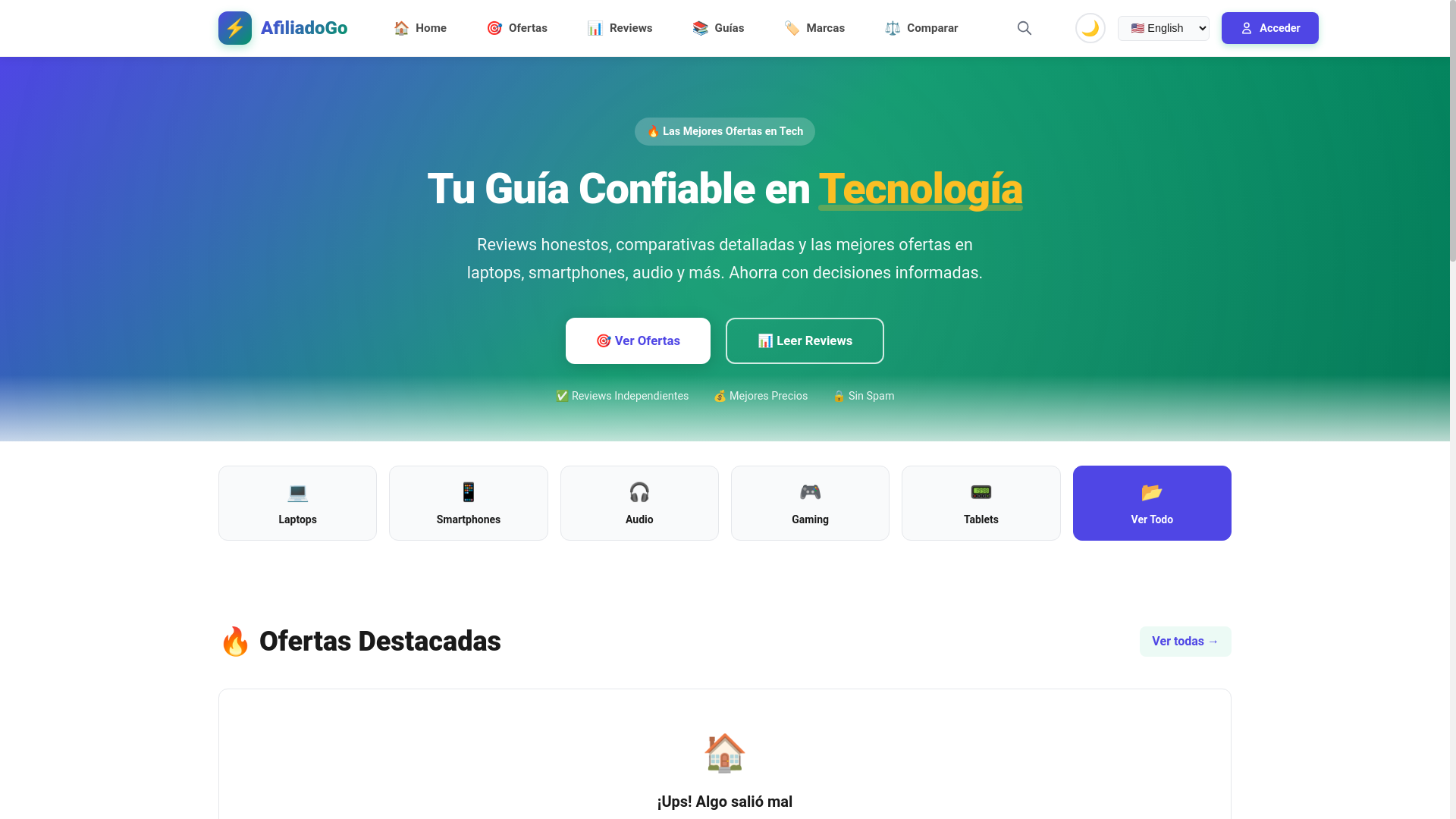 website screenshot of https://afiliadogo.com/