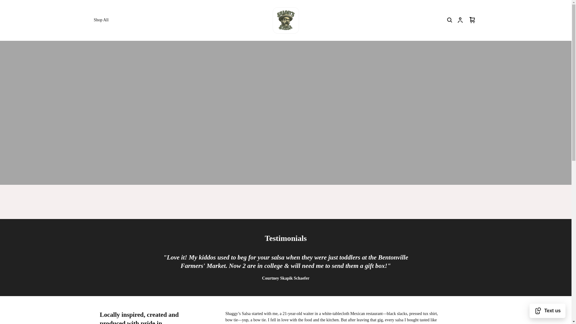 website screenshot of https://theshaggyssalsa.com/