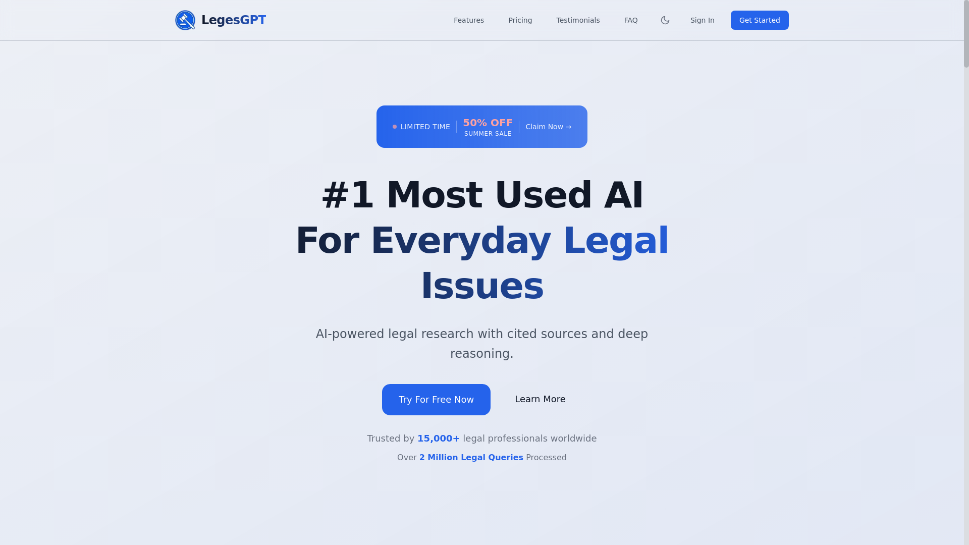 website screenshot of https://legesgpt.com/