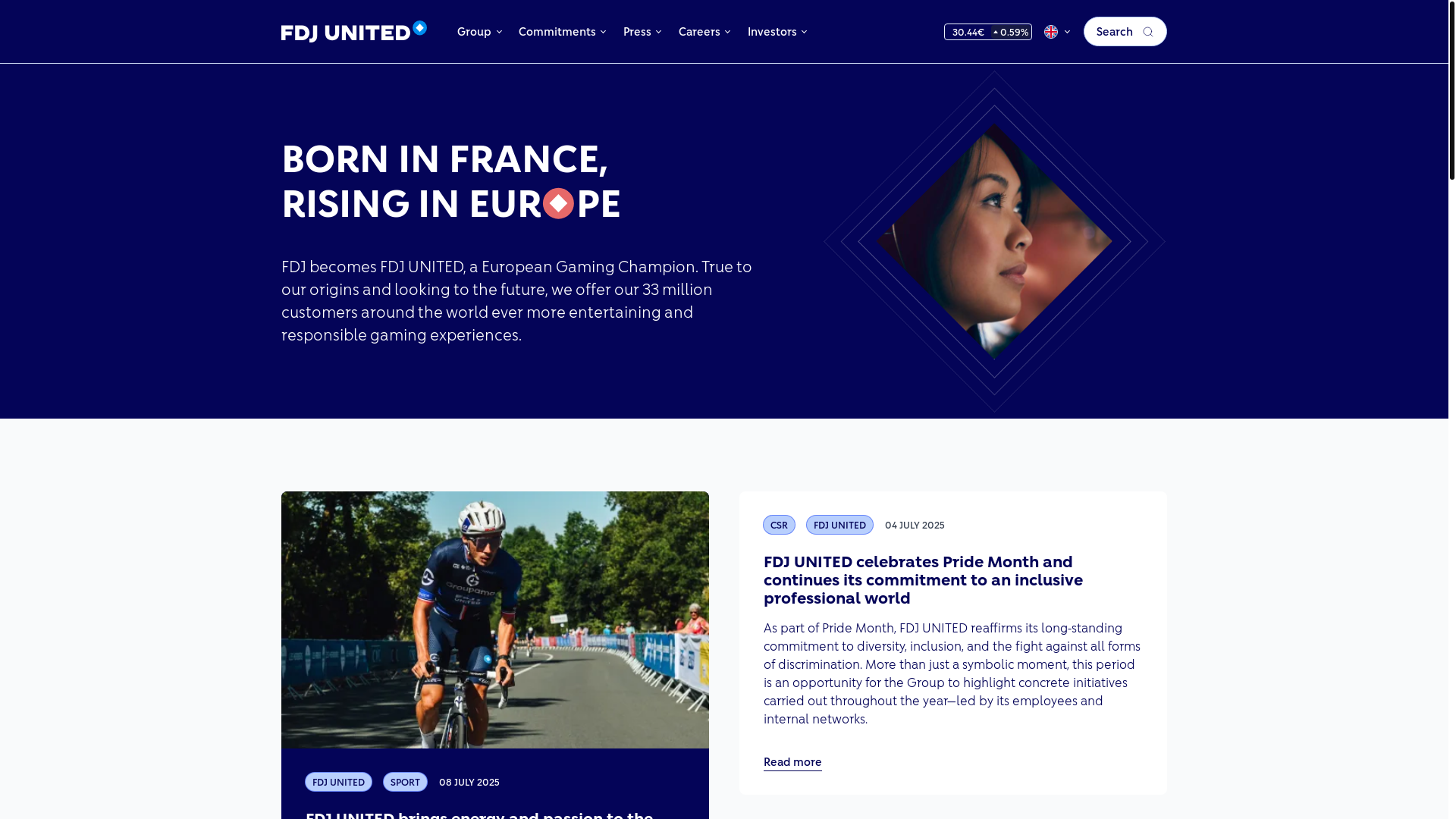 website screenshot of https://www.fdjunited.com/