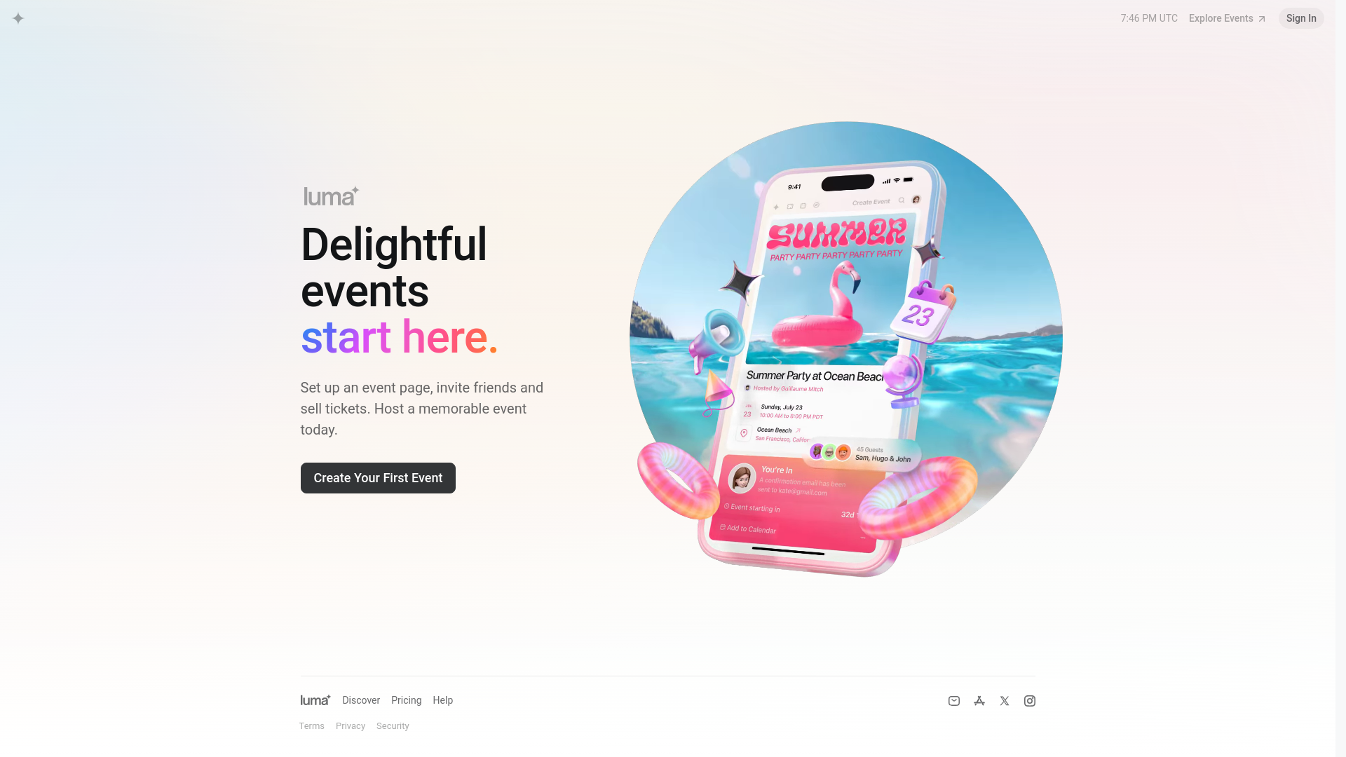 website screenshot of https://lu.ma/