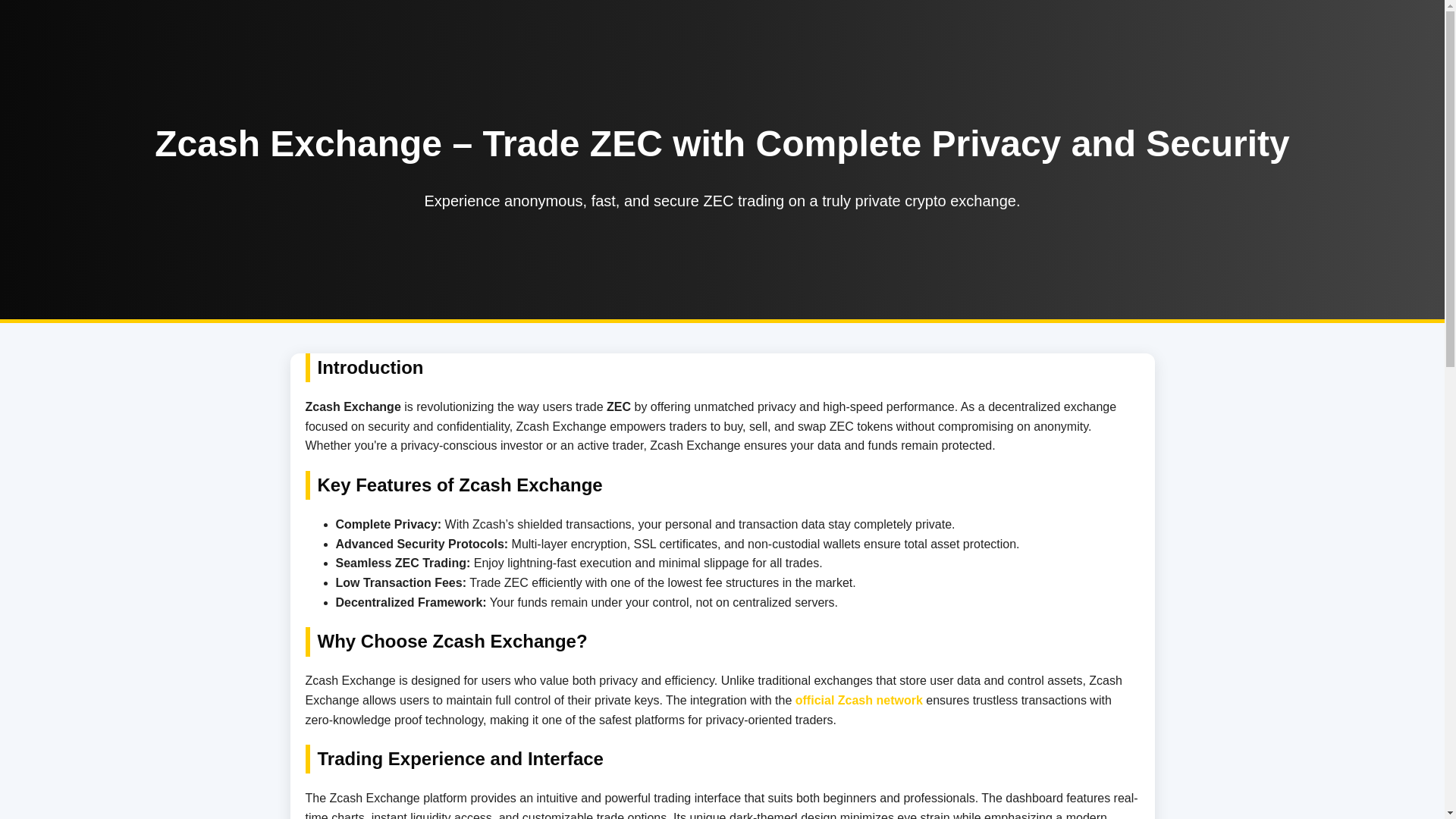 website screenshot of https://start-zcash-exchage-en.pages.dev/