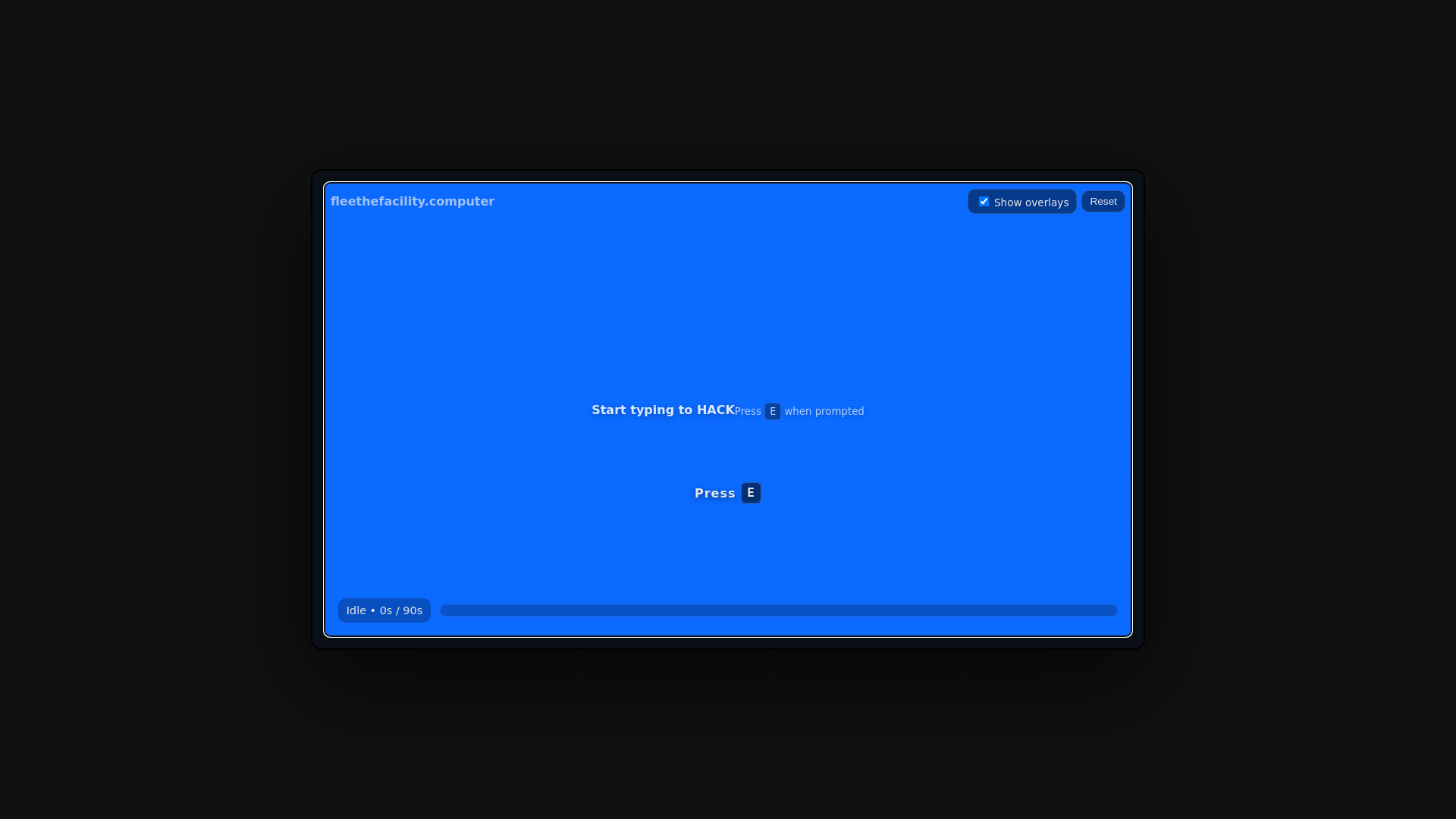 website screenshot of https://fleethefacility.computer/