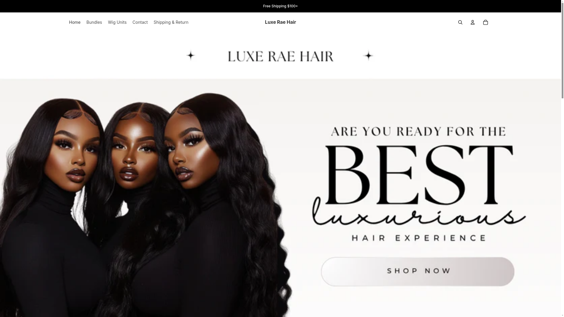 website screenshot of https://luxeraehair.com/